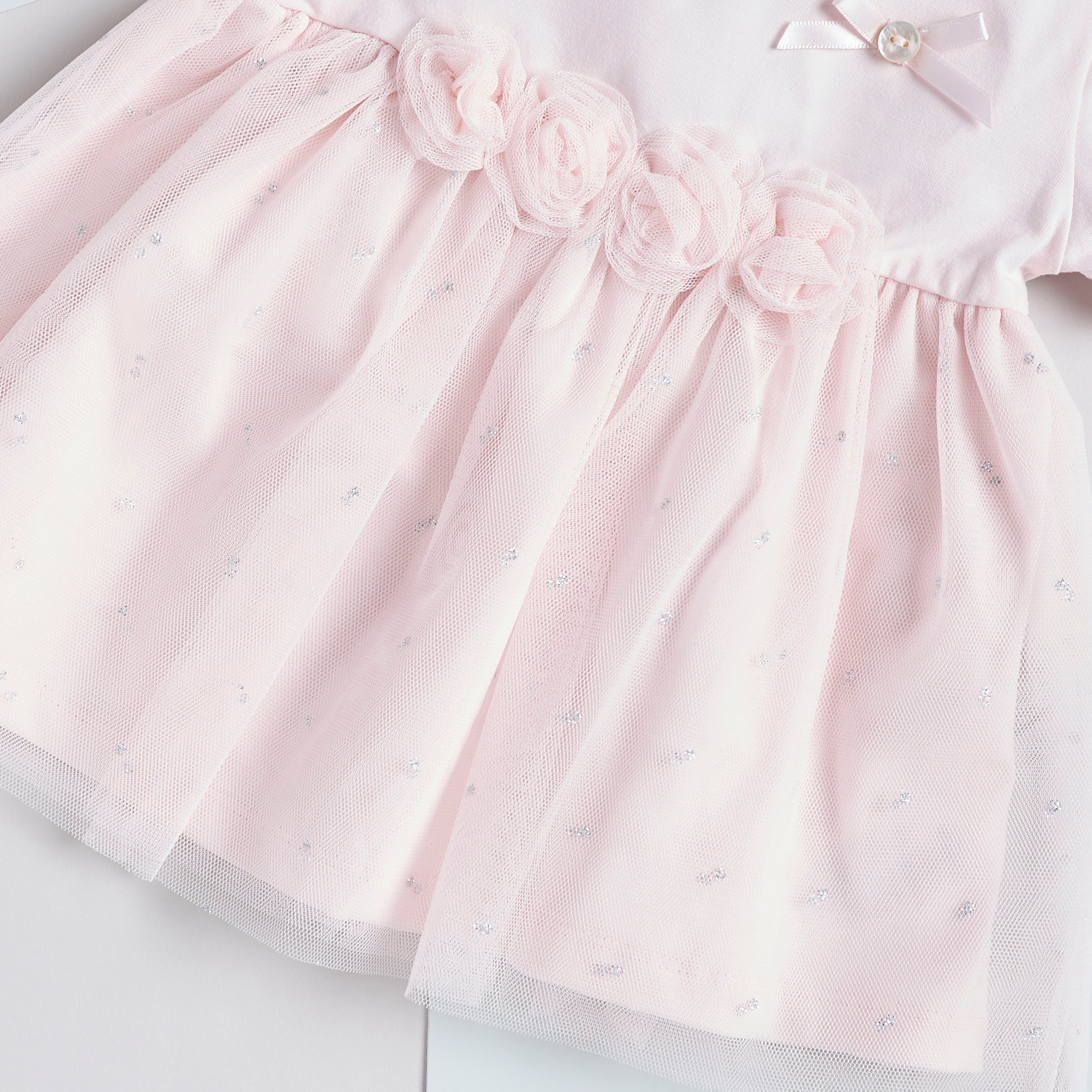 فستان سادة بفيونكة وتفاصيل شبكة وفيونكة-baby-girls-clothing-dressesandjumpsuits-image-3