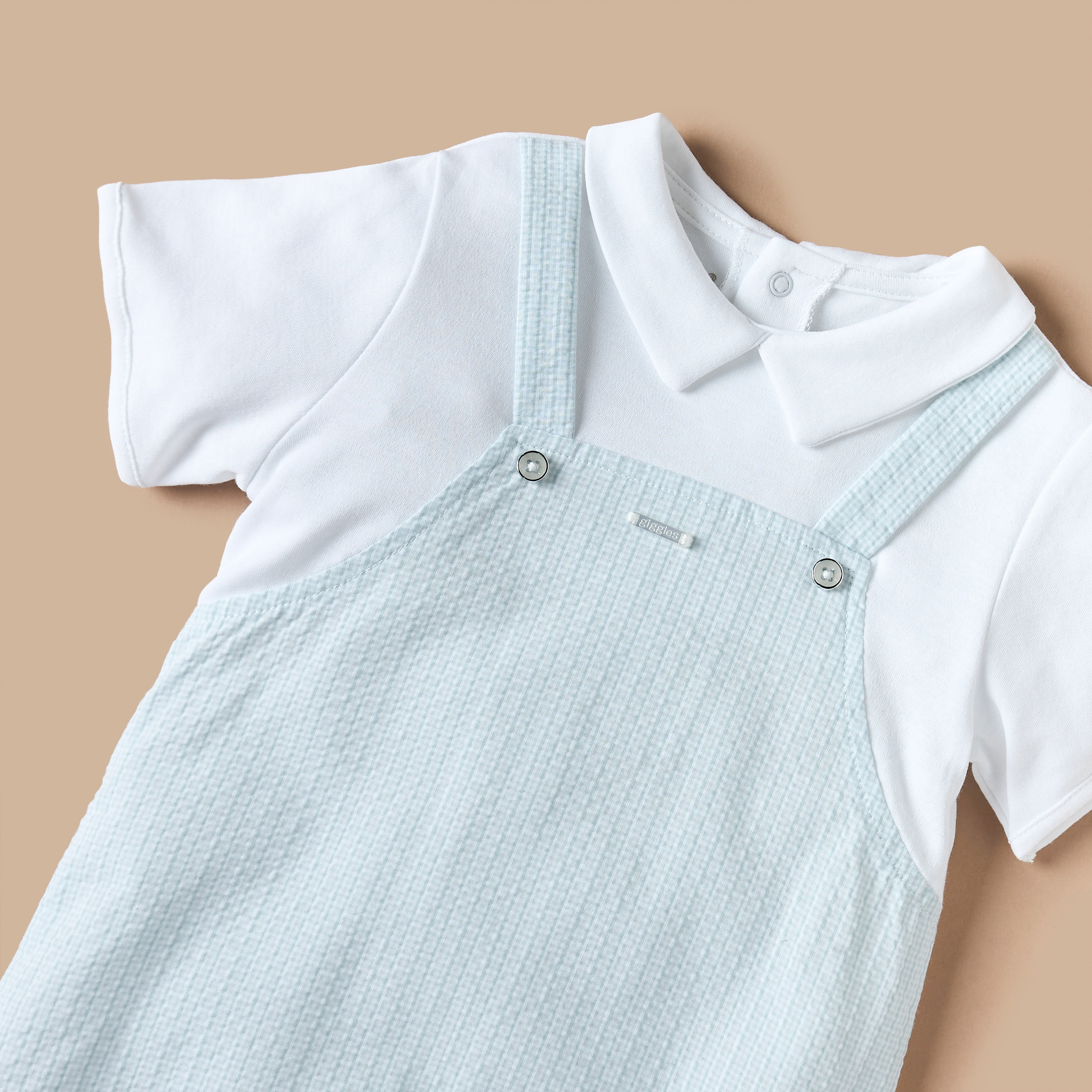 Giggles Solid Collared Romper with Short Sleeves-baby-boys-clothing-rompers-image-4
