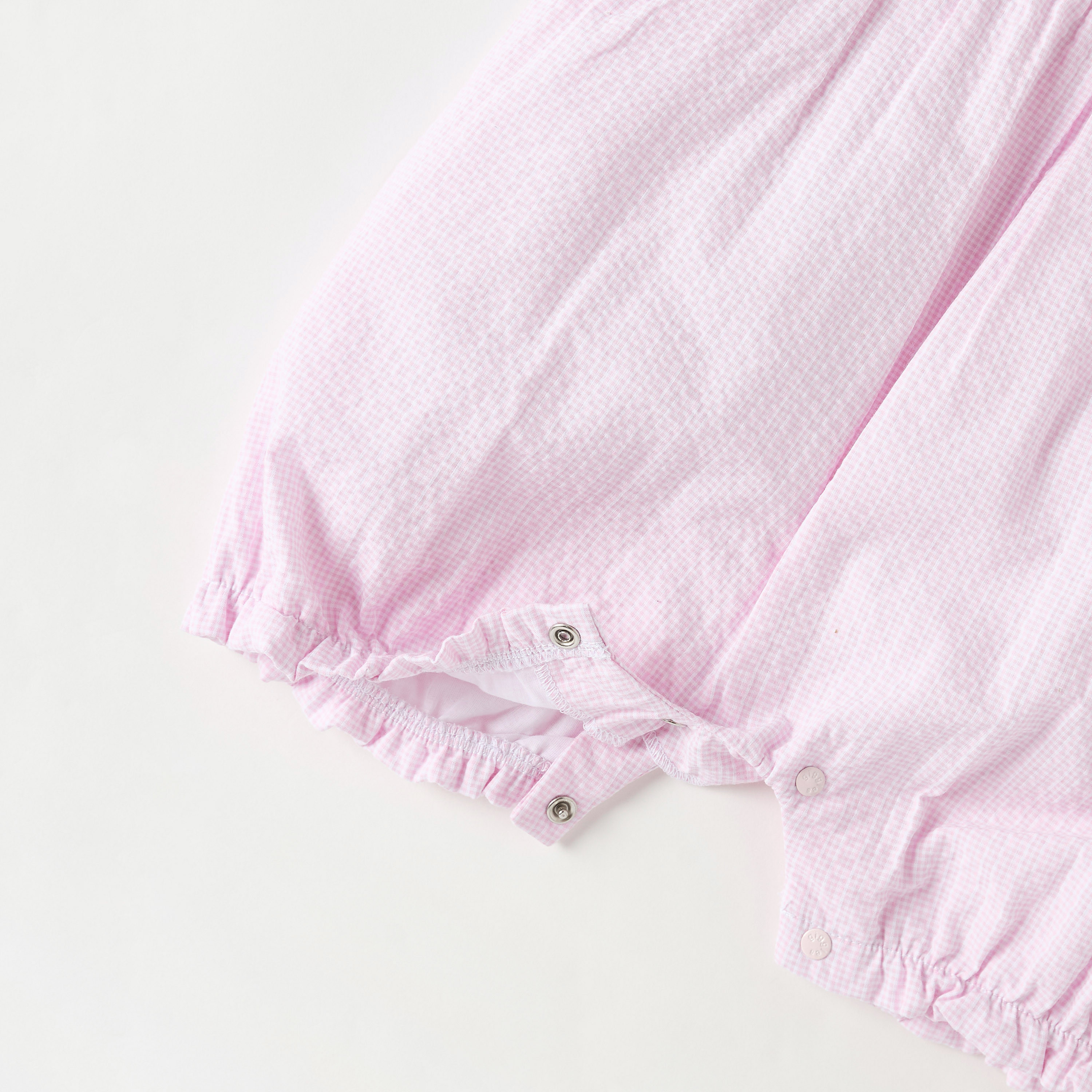 Giggles Textured Sleeveless Romper with Bow and Ruffle Detail-baby-girls-clothing-rompers-image-4