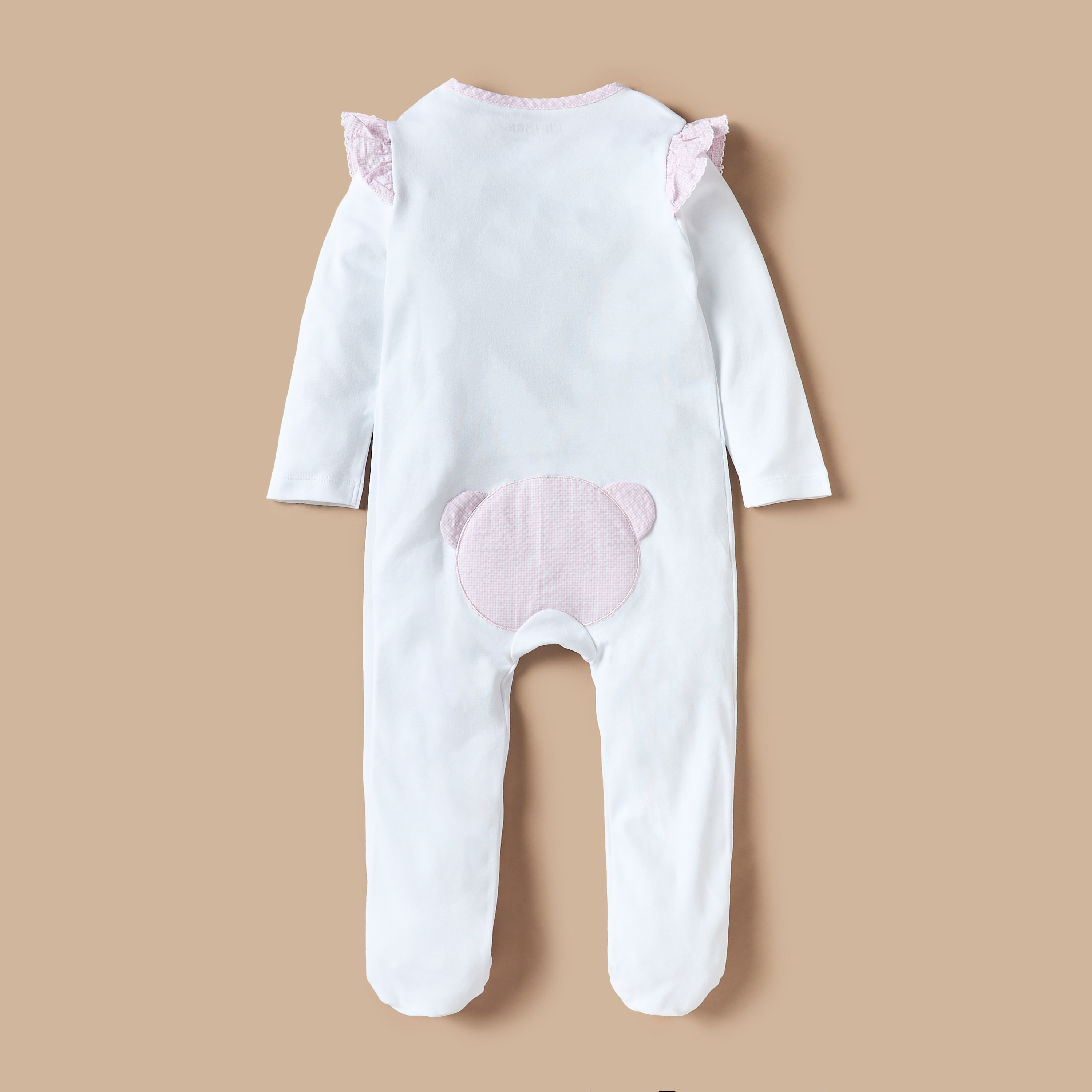 Giggles Bow Accent Closed Feet Sleepsuit with Long Sleeves-baby-girls-clothing-nightwear-sleepsuits-image-2