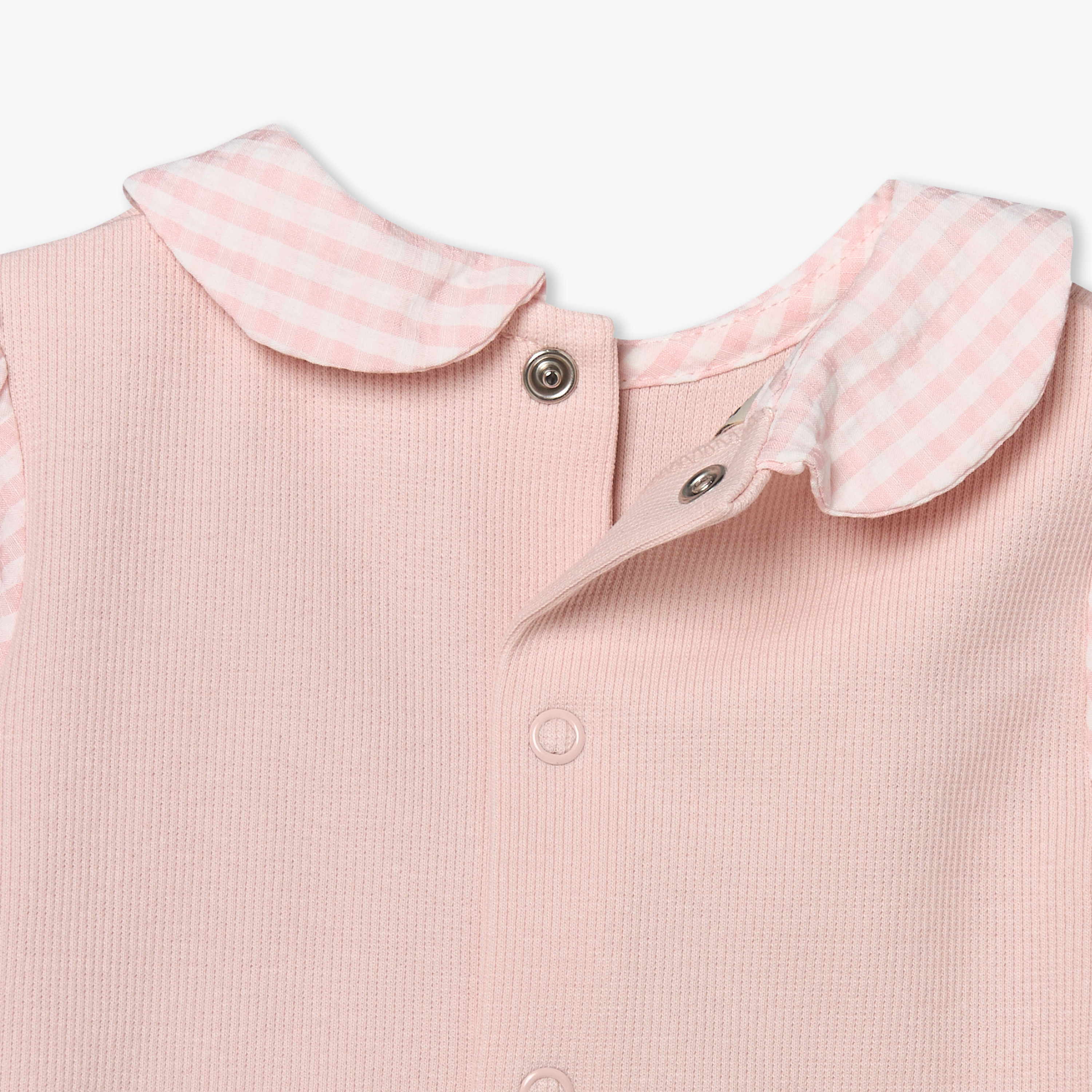 طقم بيجاما قطني بأكمام طويلة وياقة بيتر بان بنقشة مربعات غينغهام من جونيورز-baby-girls-clothing-nightwear-pyjamasets-image-8
