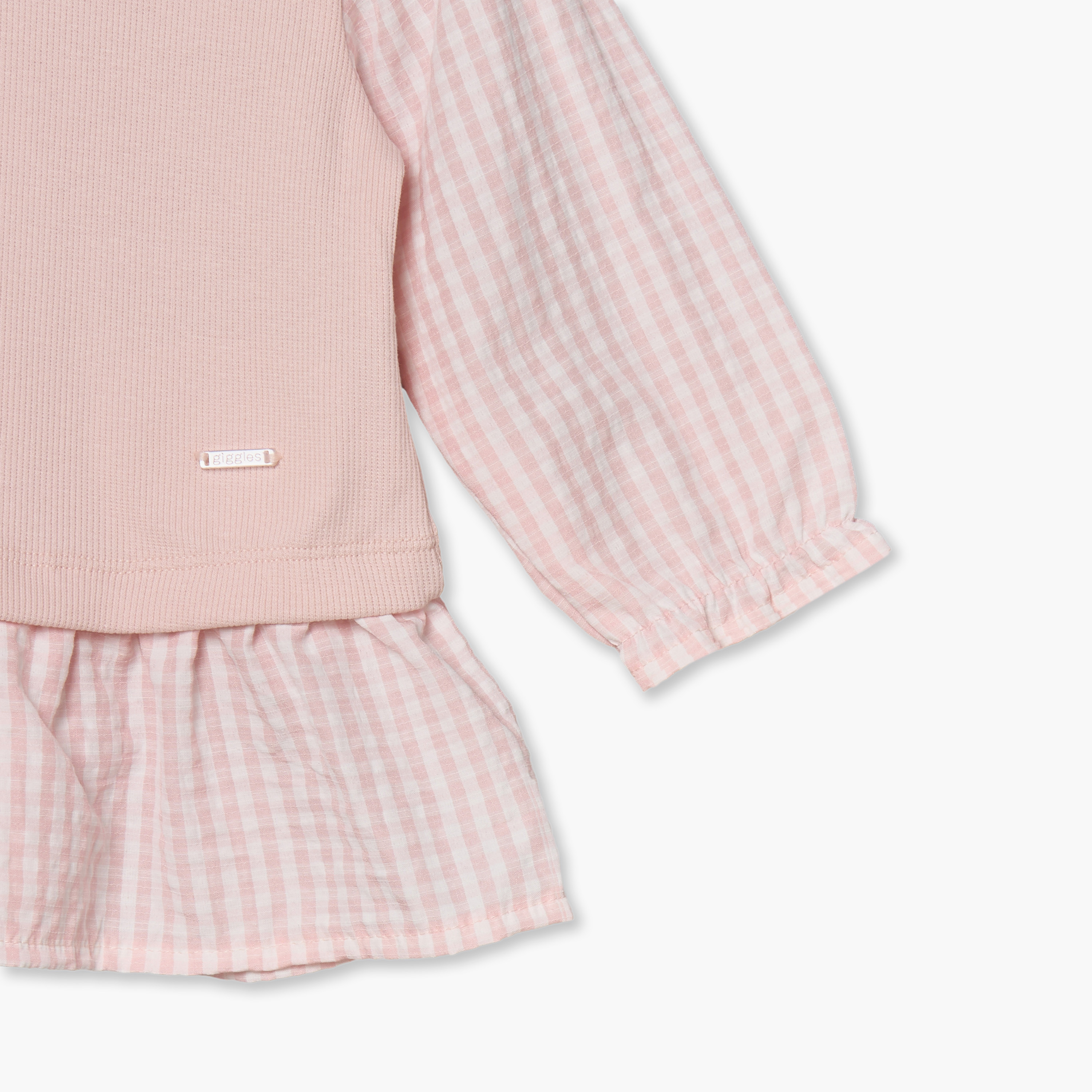 طقم بيجاما قطني بأكمام طويلة وياقة بيتر بان بنقشة مربعات غينغهام من جونيورز-baby-girls-clothing-nightwear-pyjamasets-image-9