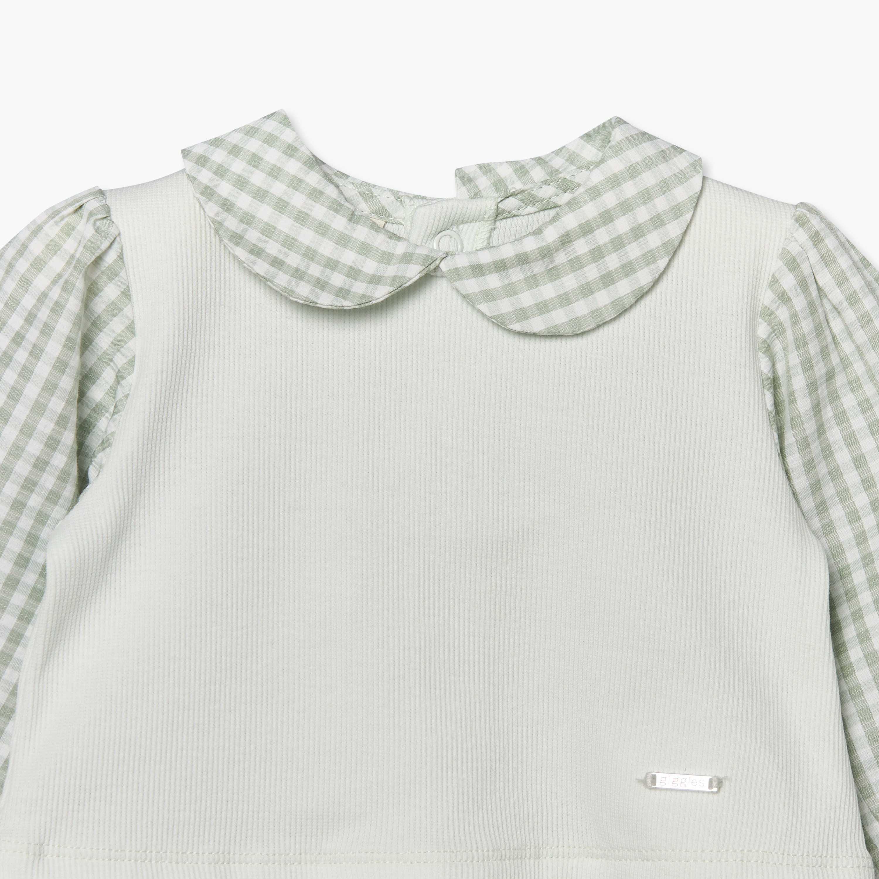 طقم بيجاما قطن بياقة بيتر بان وأكمام طويلة وطبعات كاروهات جينجهام من جونيورز-baby-girls-clothing-nightwear-pyjamasets-image-7