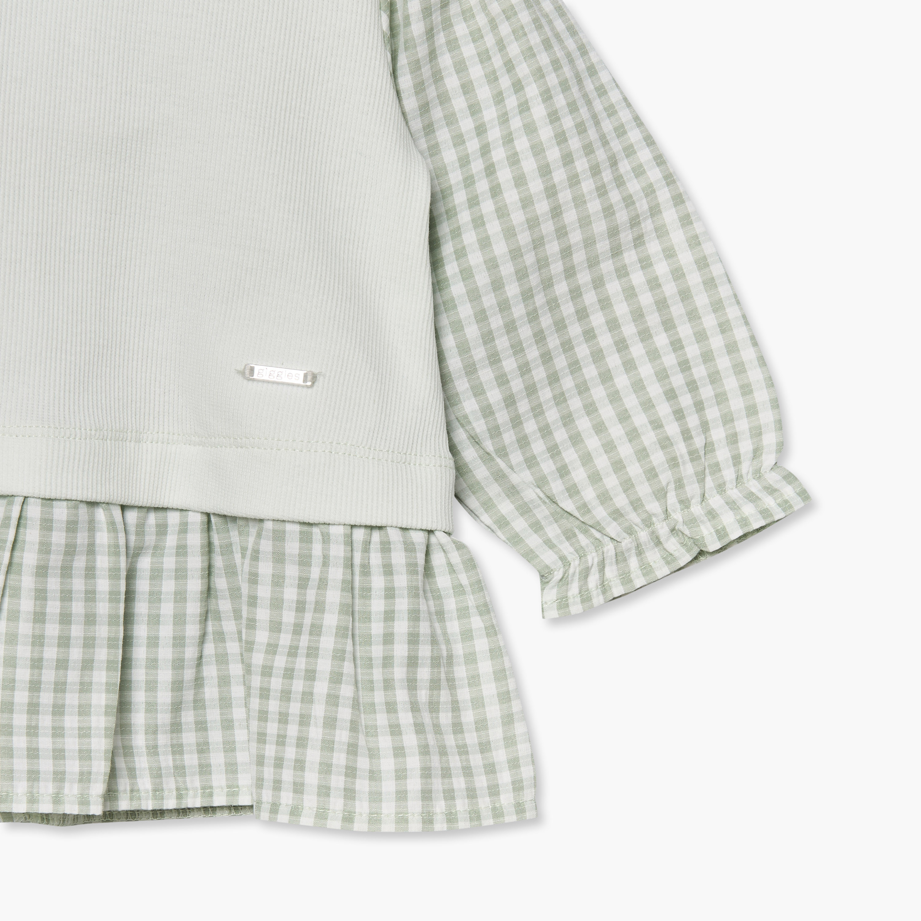 طقم بيجاما قطن بياقة بيتر بان وأكمام طويلة وطبعات كاروهات جينجهام من جونيورز-baby-girls-clothing-nightwear-pyjamasets-image-8