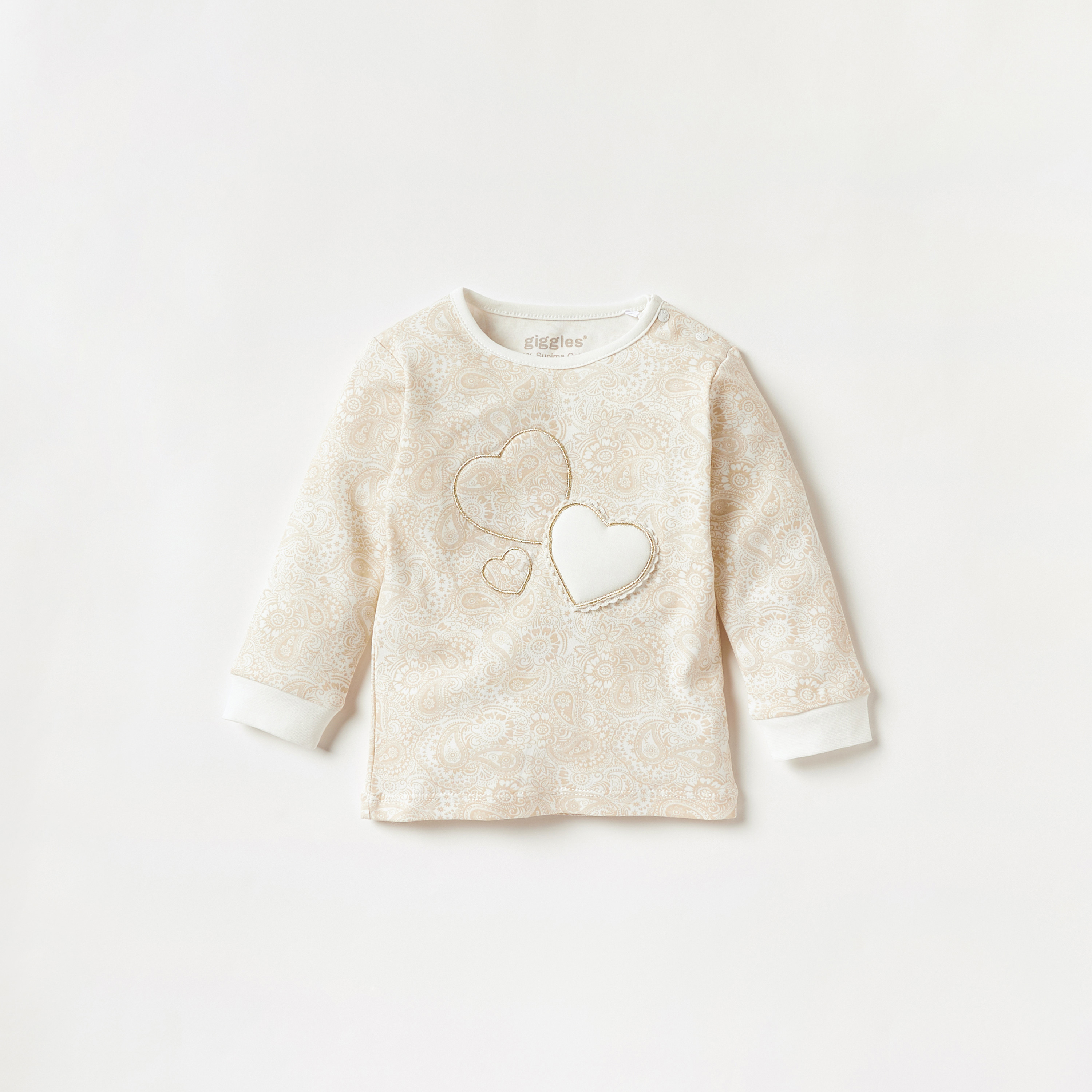Giggles Paisley Print Long Sleeves T-shirt and Pyjama Set-baby-girls-clothing-nightwear-pyjamasets-image-2