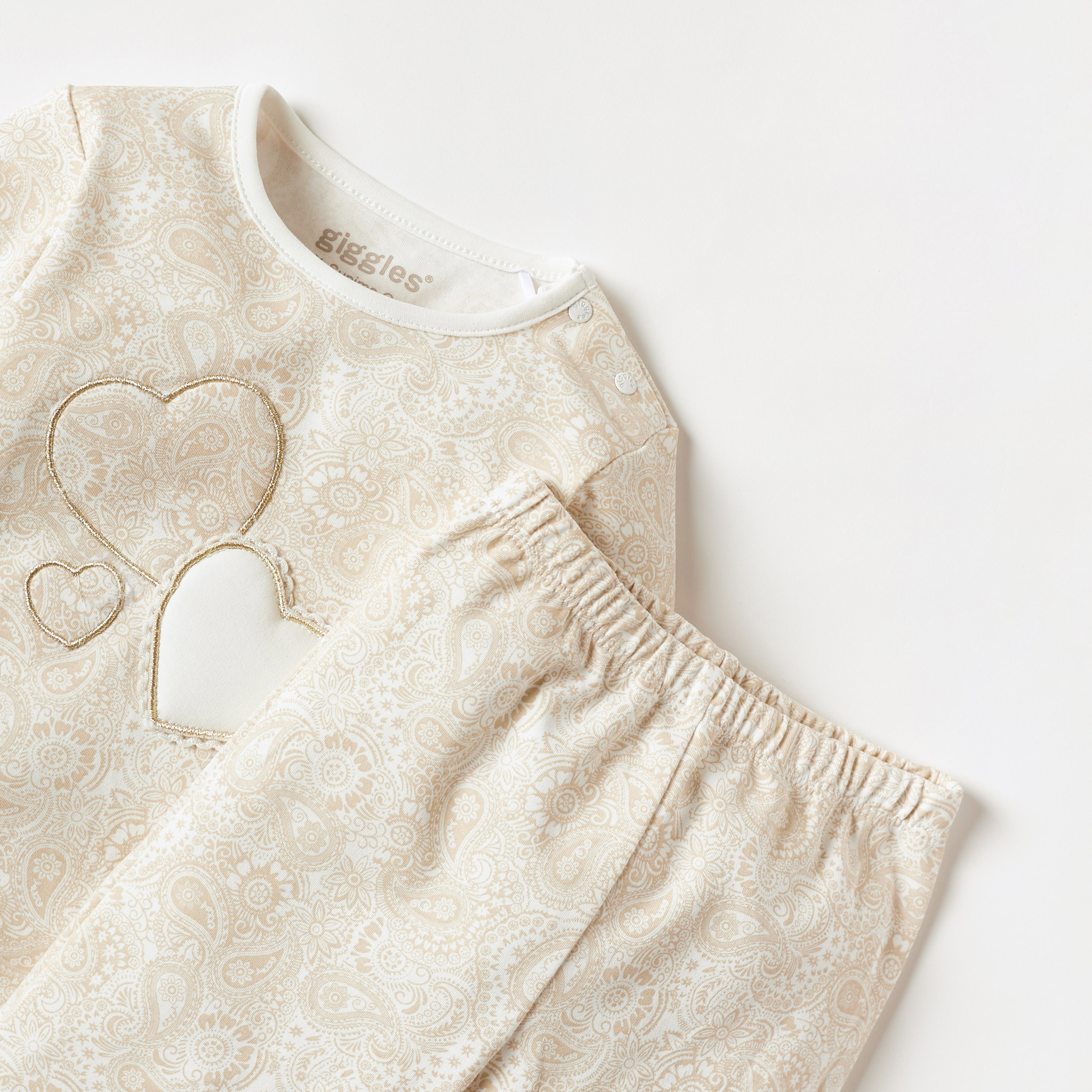 Giggles Paisley Print Long Sleeves T-shirt and Pyjama Set-baby-girls-clothing-nightwear-pyjamasets-image-4