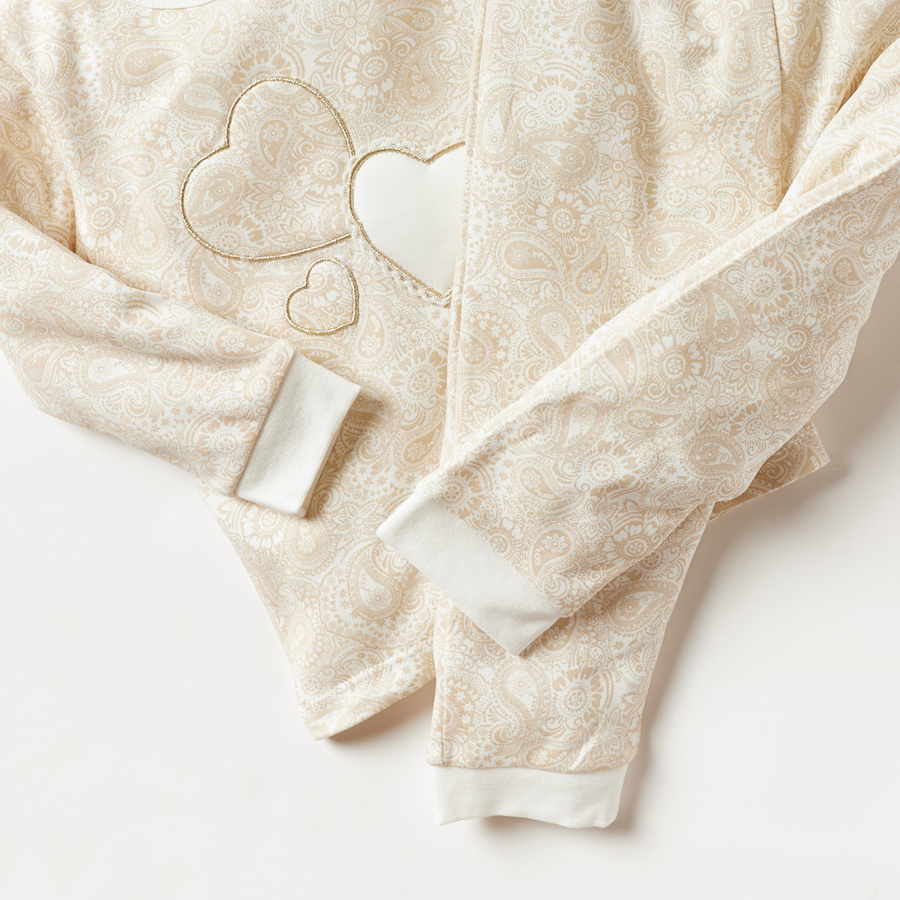Giggles Paisley Print Long Sleeves T-shirt and Pyjama Set-baby-girls-clothing-nightwear-pyjamasets-image-5