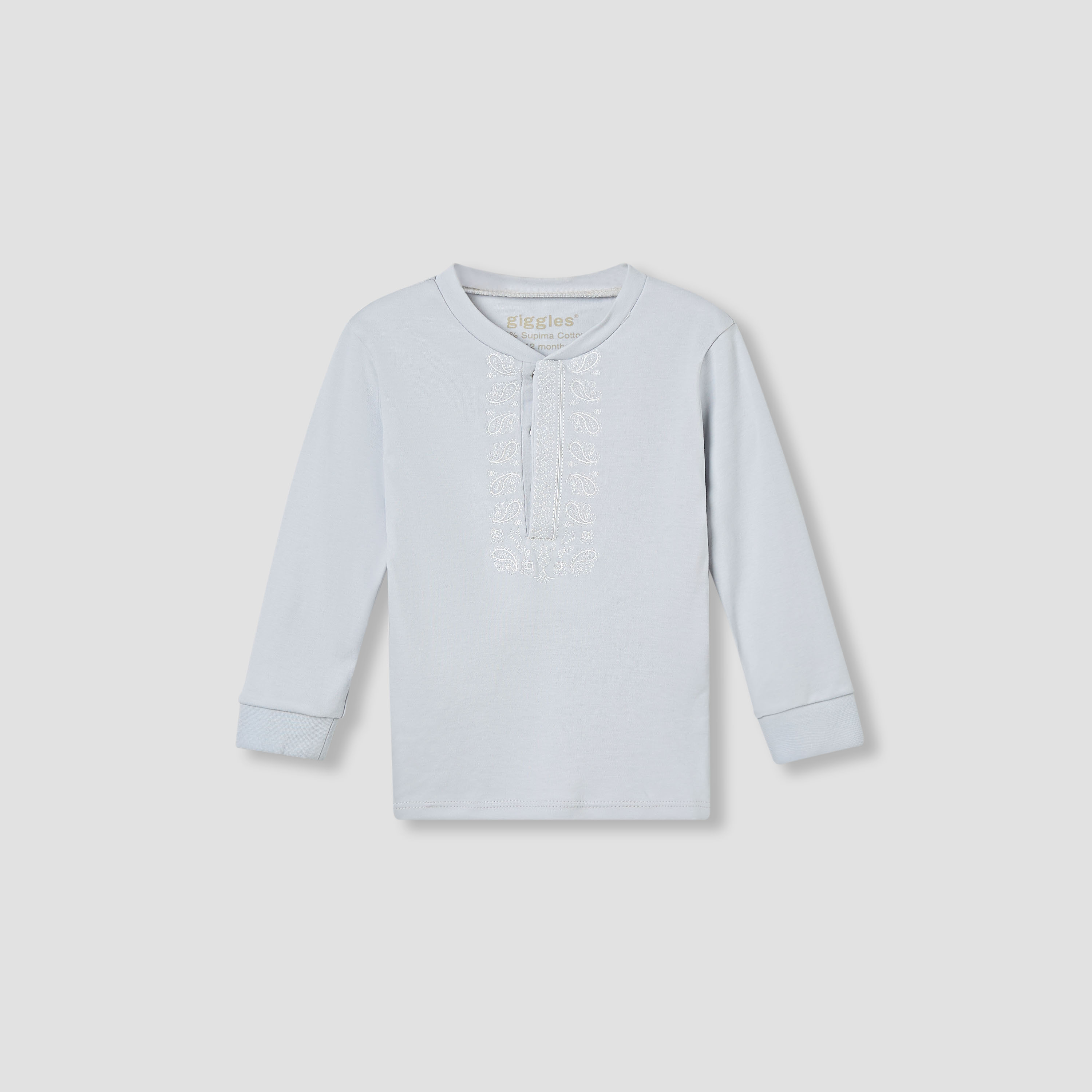 Giggles Pyjama Set with Embroidery - Cotton - Long Sleeves - Round Neck-baby-boys-clothing-nightwear-pyjamasets-image-2