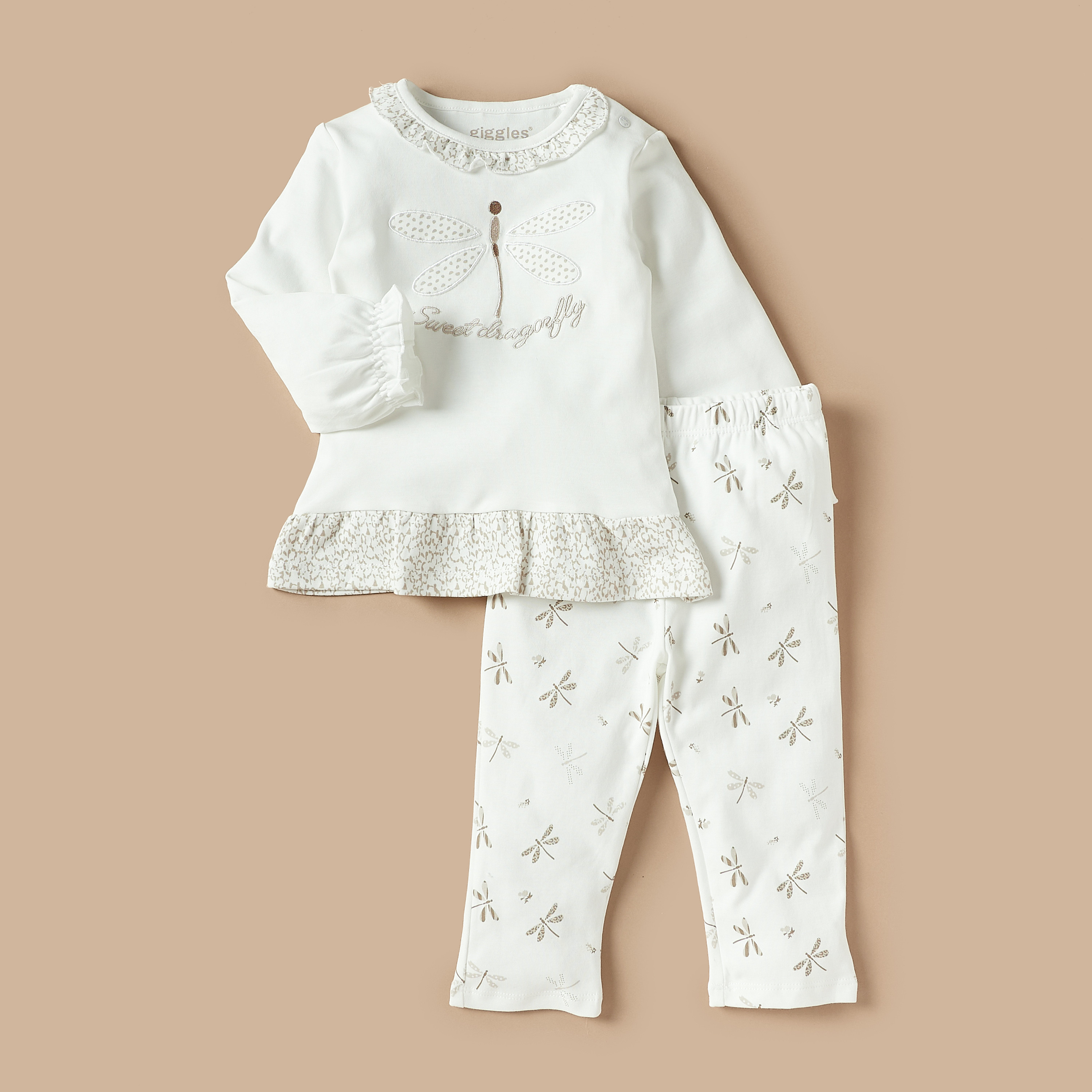 Buy Giggles Dragonfly Applique T shirt and Pyjama Set Online