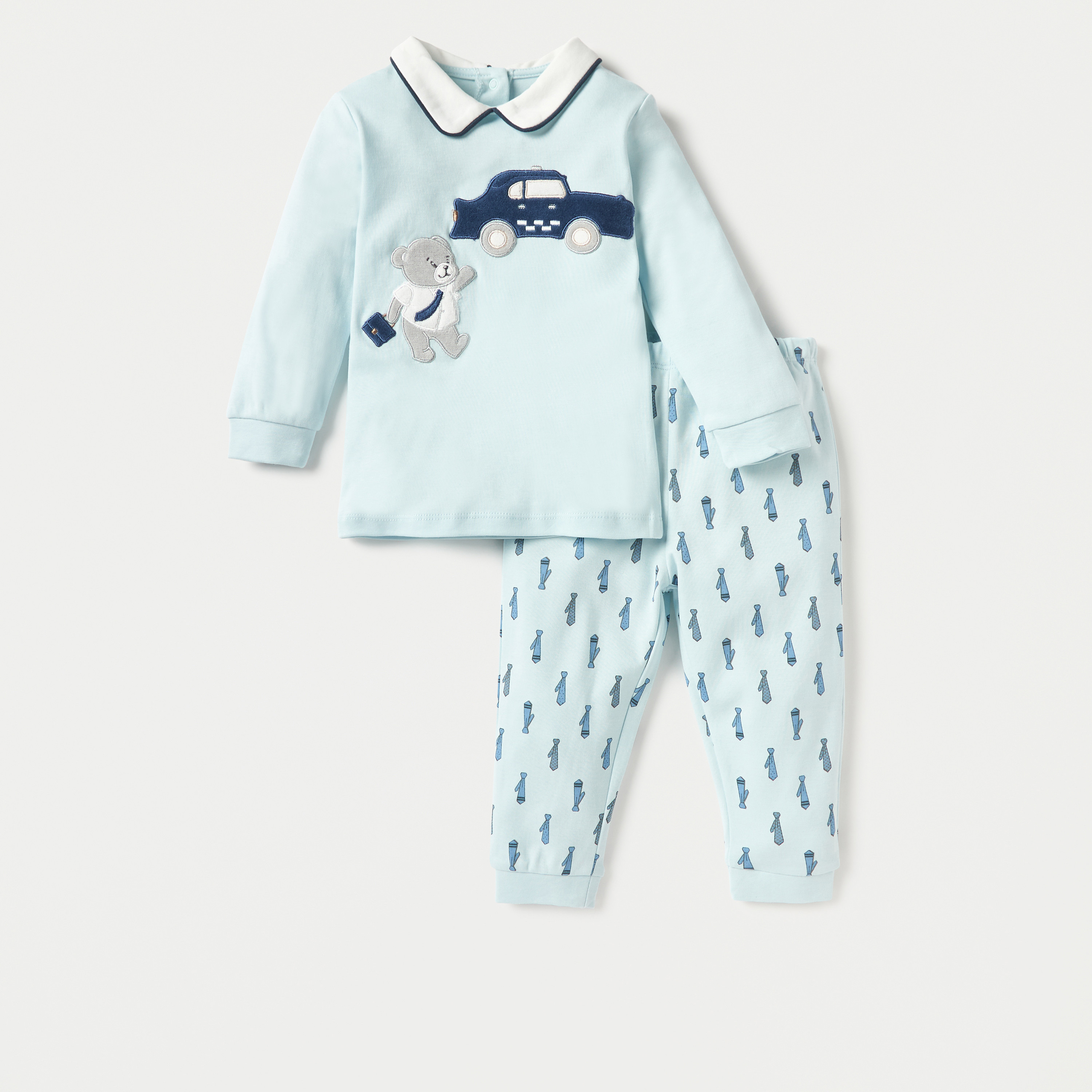 Giggles Bear Applique T-shirt and Pyjama Set-baby-boys-clothing-nightwear-pyjamasets-image-1