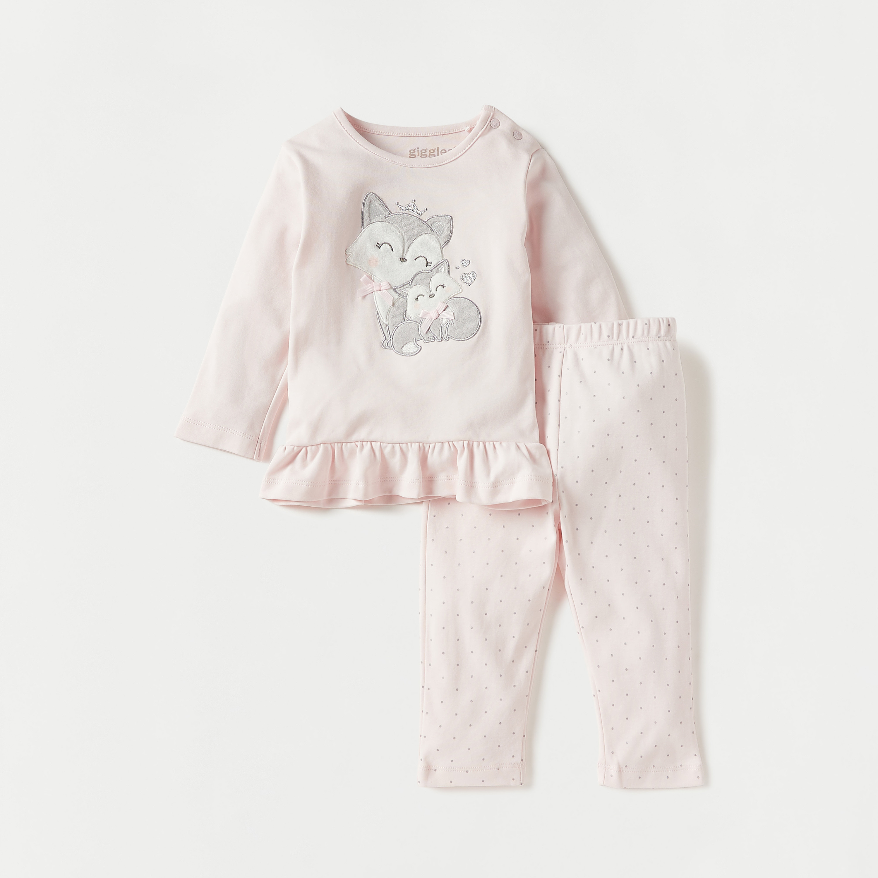 طقم بنطلون بيجاما وتيشيرت بزخارف كيتي من جيجلز-baby-girls-clothing-nightwear-pyjamasets-image-1