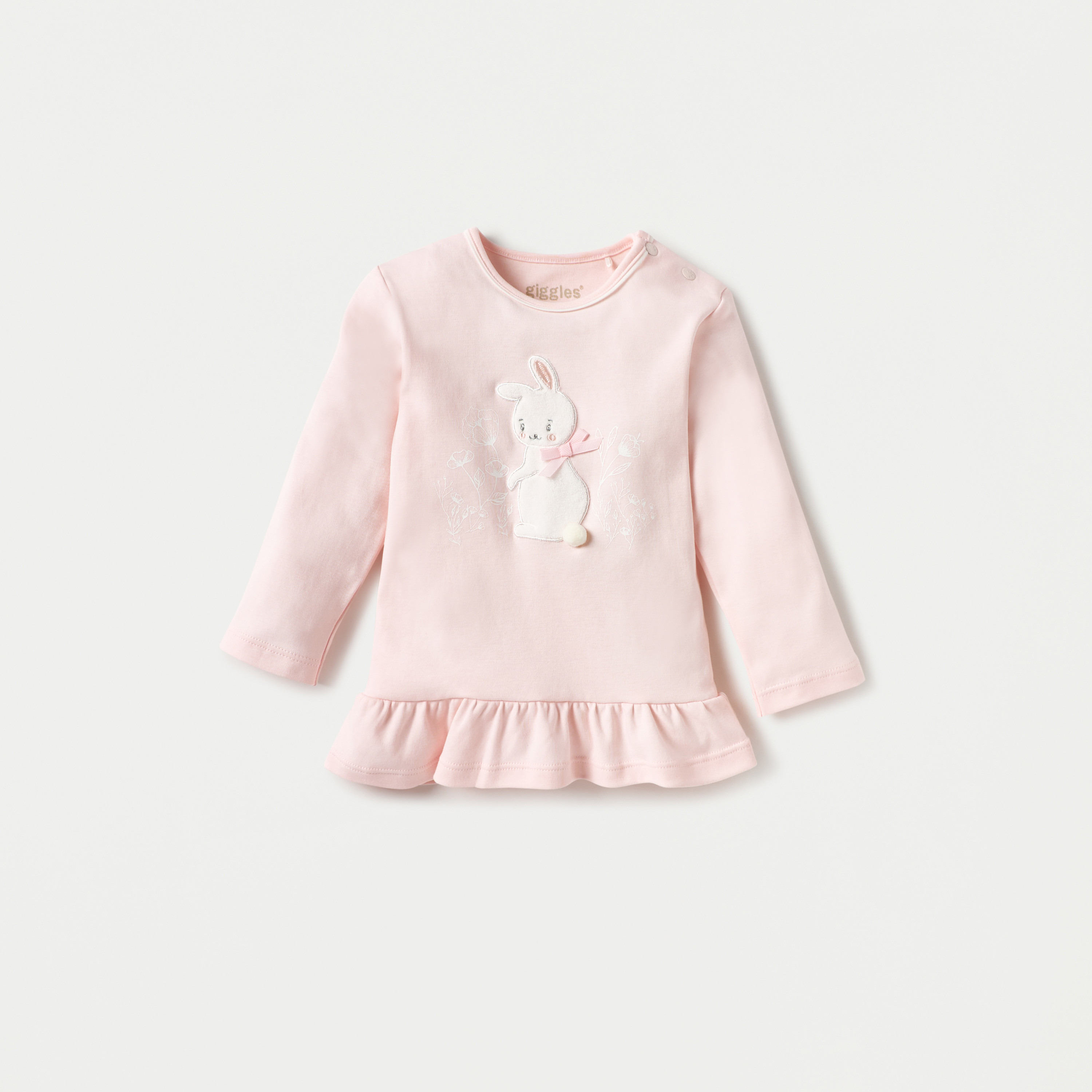 طقم بنطلون بيجاما وتيشيرت بزخارف أرنب من جيجلز-baby-girls-clothing-nightwear-pyjamasets-image-2