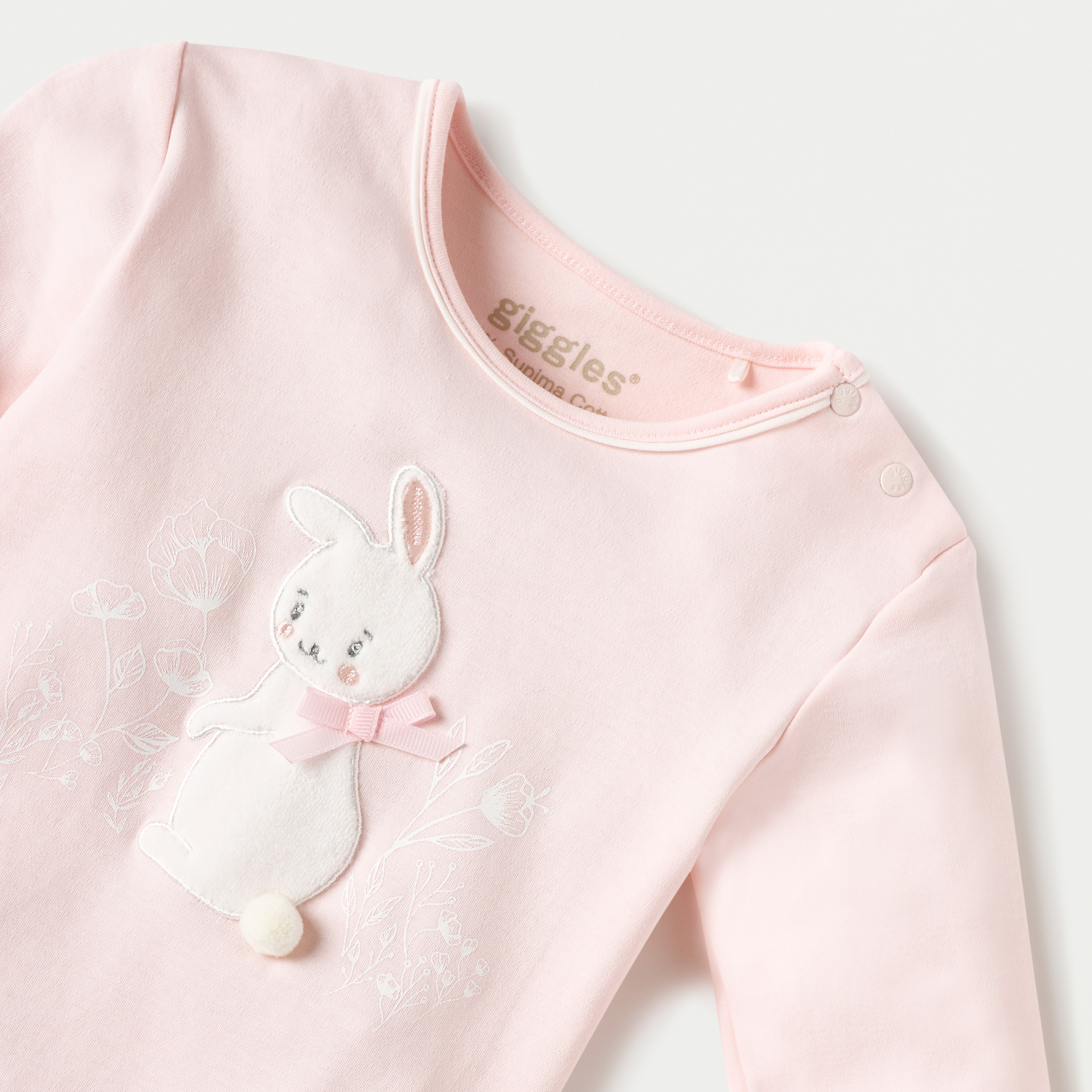 طقم بنطلون بيجاما وتيشيرت بزخارف أرنب من جيجلز-baby-girls-clothing-nightwear-pyjamasets-image-4