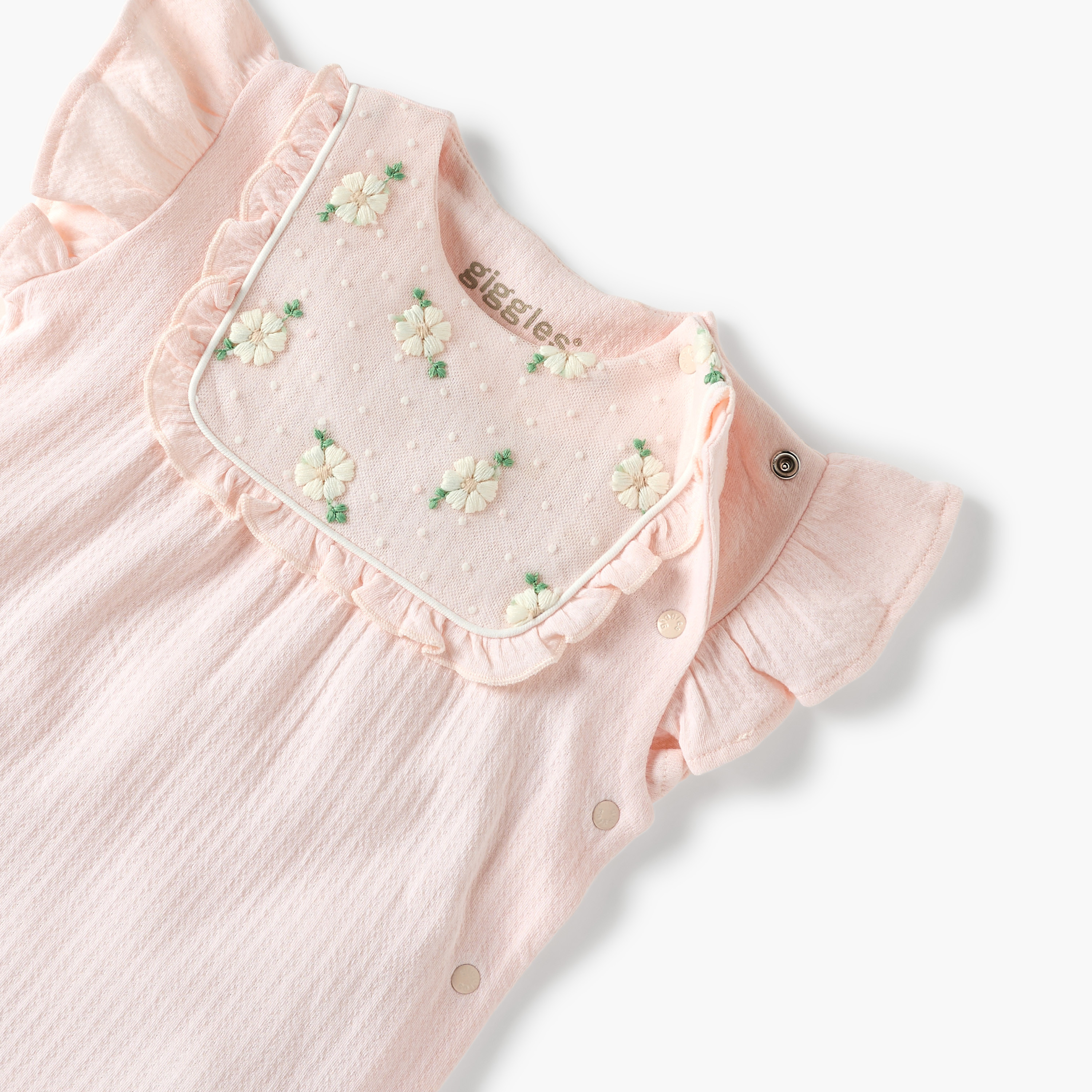 Giggles Floral Embroidered Romper with Ruffle Detail and Snap Button Closure-baby-girls-clothing-rompers-image-3