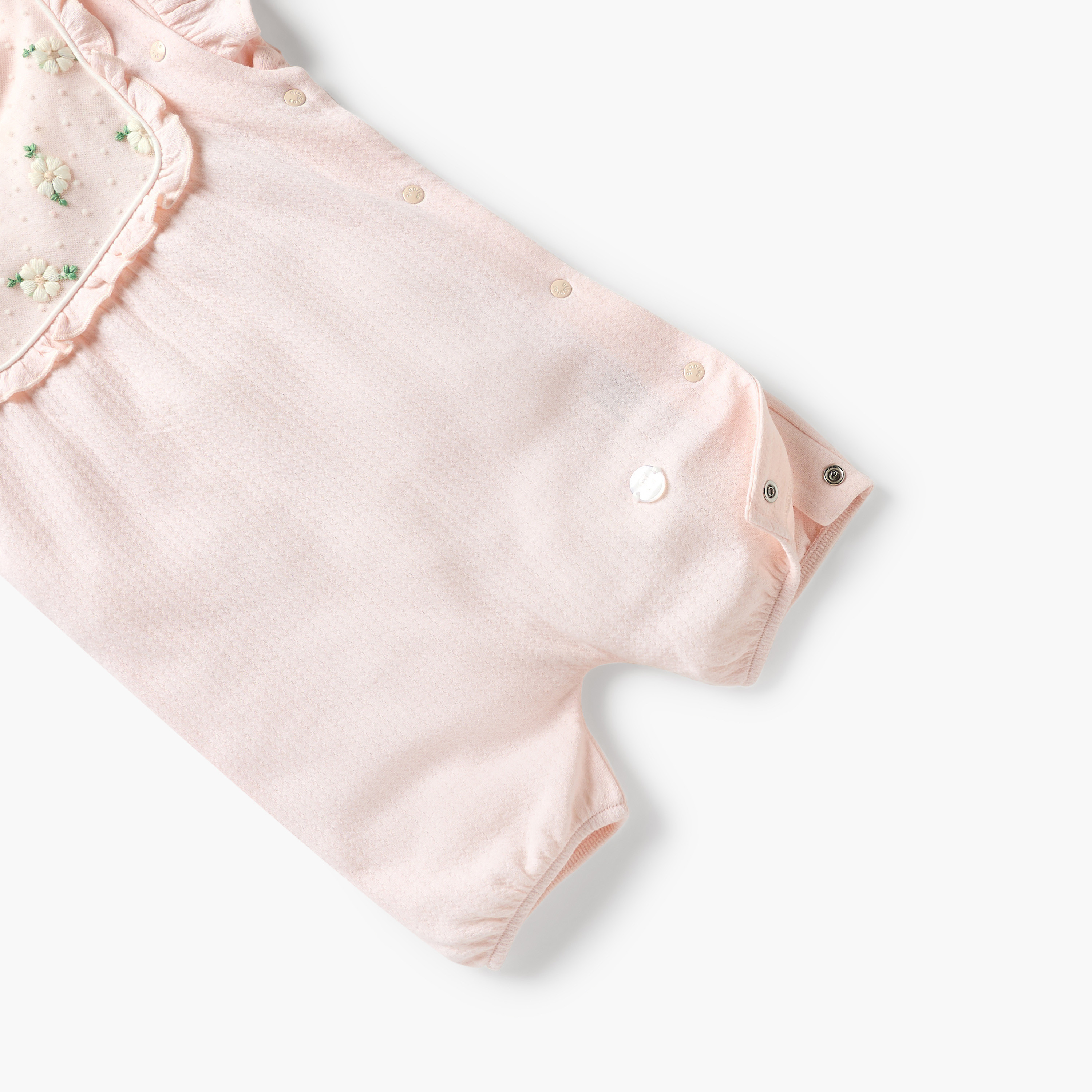 Giggles Floral Embroidered Romper with Ruffle Detail and Snap Button Closure-baby-girls-clothing-rompers-image-4