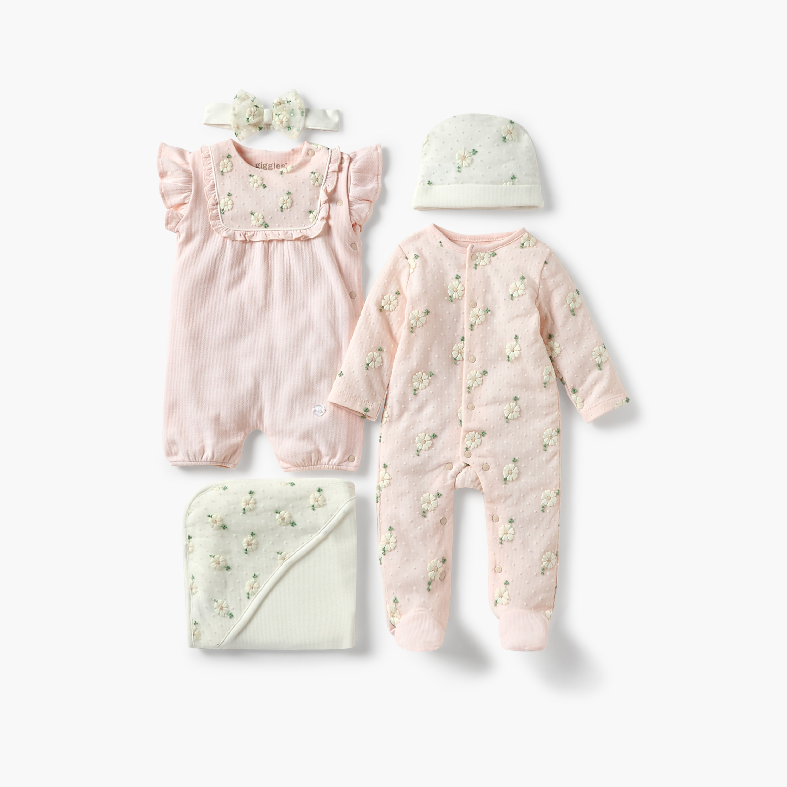 بدلة نوم مغلقة القدمين بأكمام طويلة وتطريز زهري من جيجلز-baby-girls-clothing-nightwear-sleepsuits-image-5