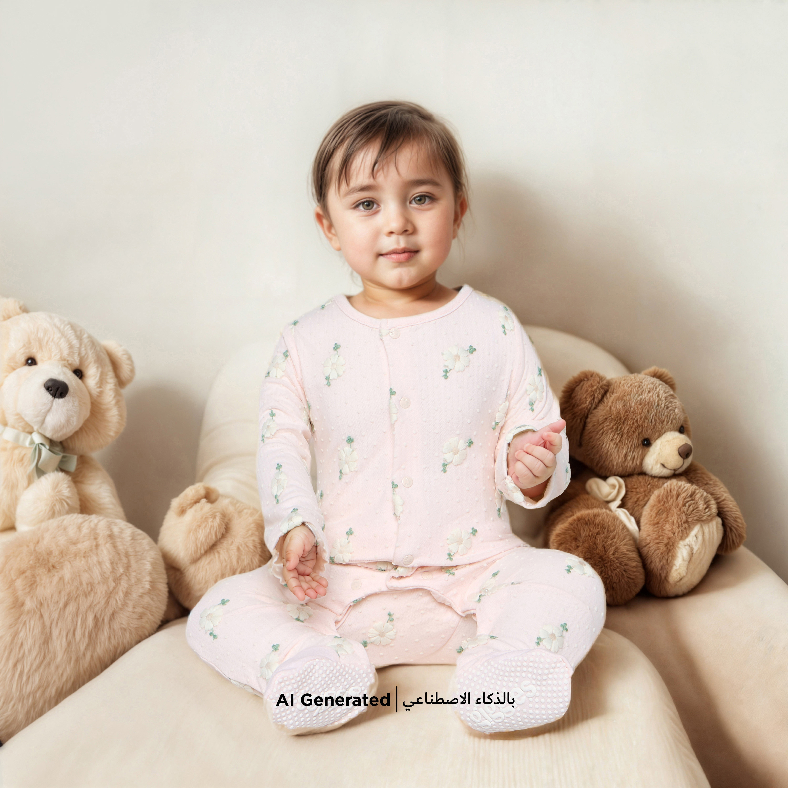 بدلة نوم مغلقة القدمين بأكمام طويلة وتطريز زهري من جيجلز-baby-girls-clothing-nightwear-sleepsuits-image-6