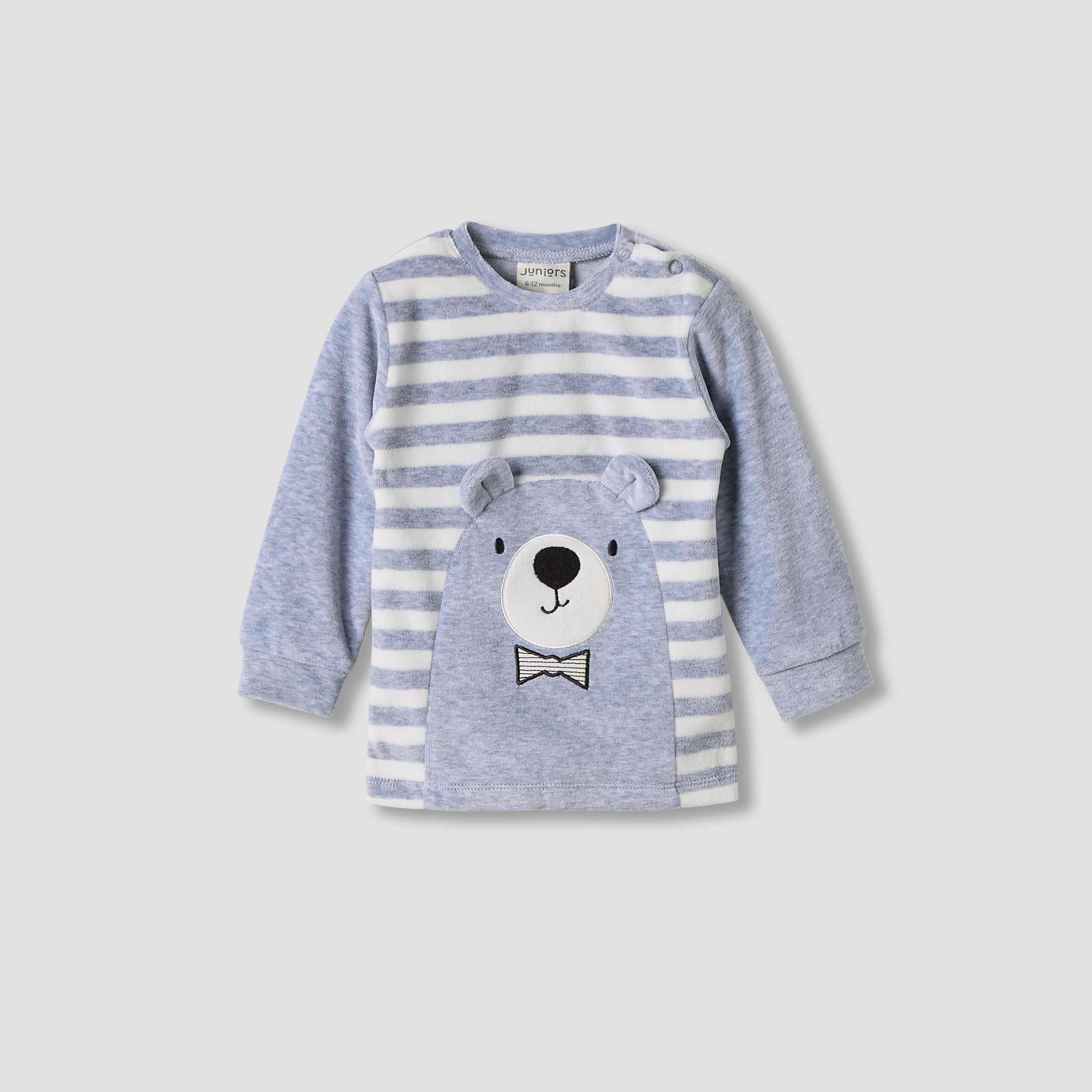 Juniors Bear Applique Long Sleeves Velour Sweatshirt and Pyjama Set-baby-boys-clothing-nightwear-pyjamasets-image-2