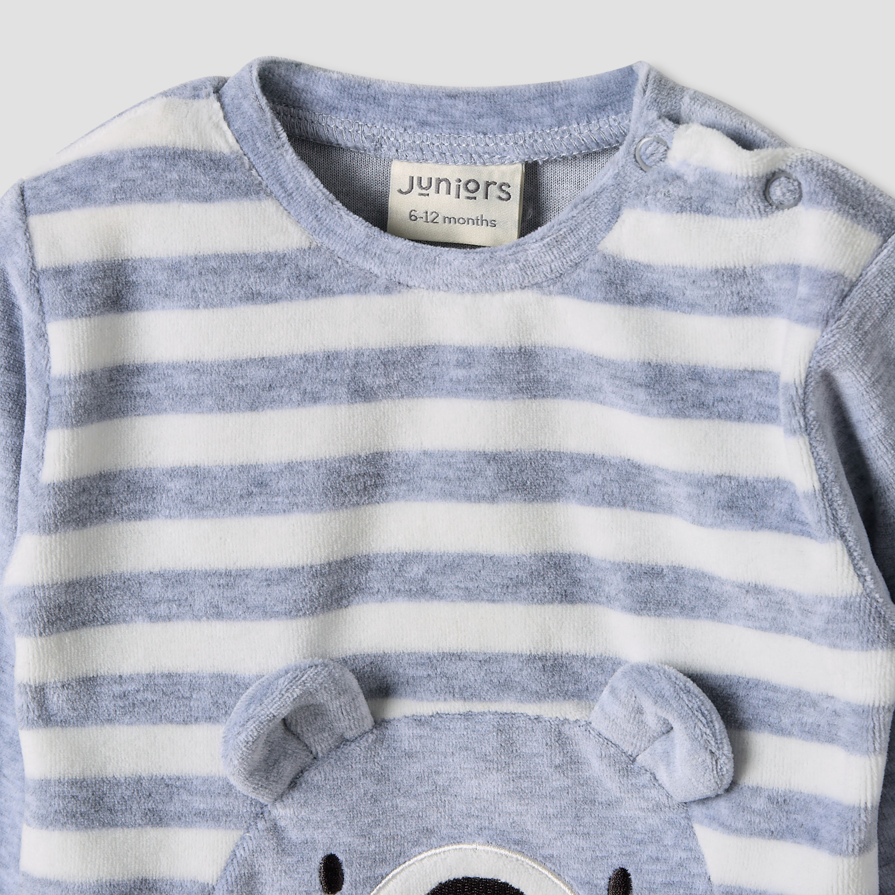 Juniors Bear Applique Long Sleeves Velour Sweatshirt and Pyjama Set-baby-boys-clothing-nightwear-pyjamasets-image-4