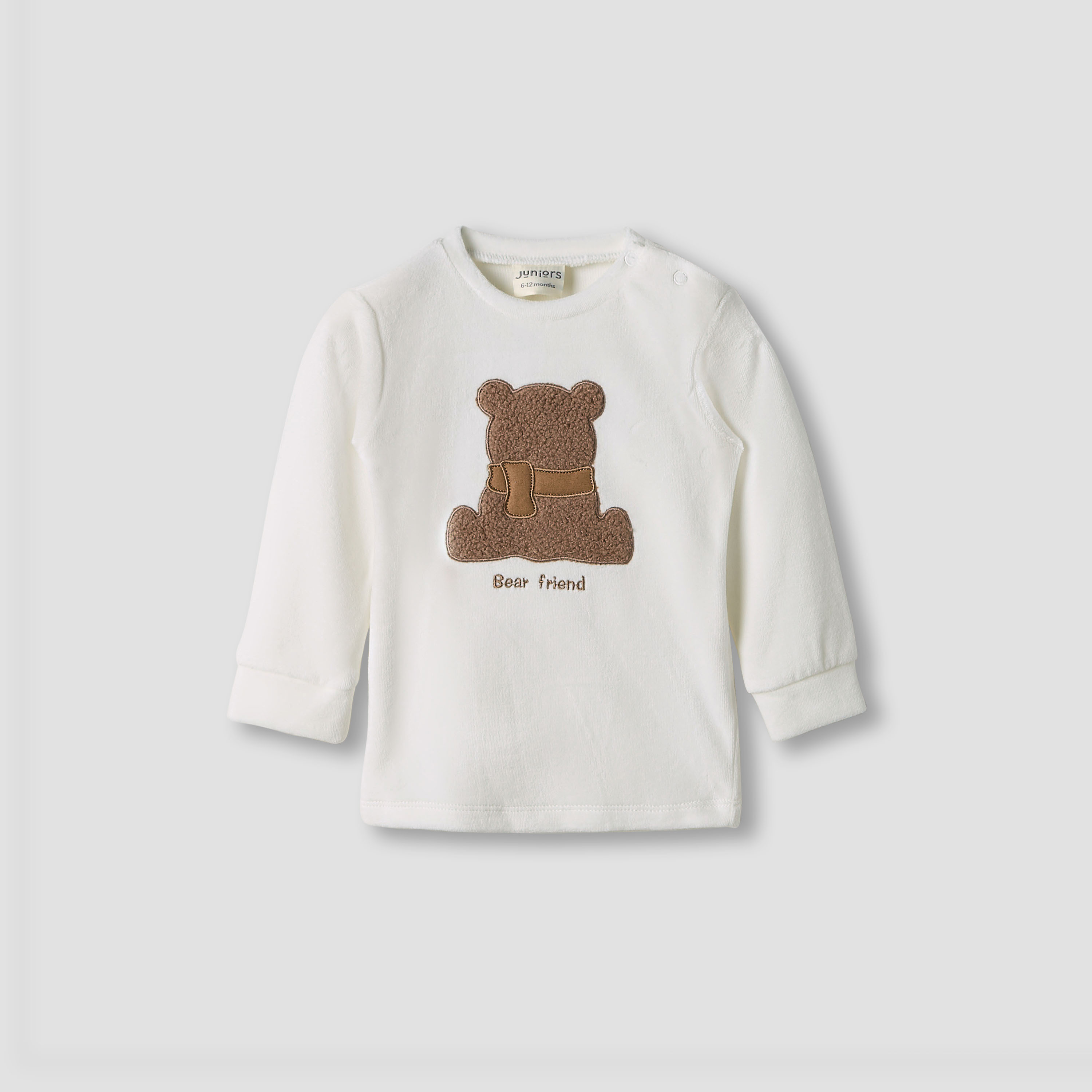 Juniors Bear Applique Long Sleeves Velour Sweatshirt and Pyjama Set-baby-boys-clothing-nightwear-pyjamasets-image-2