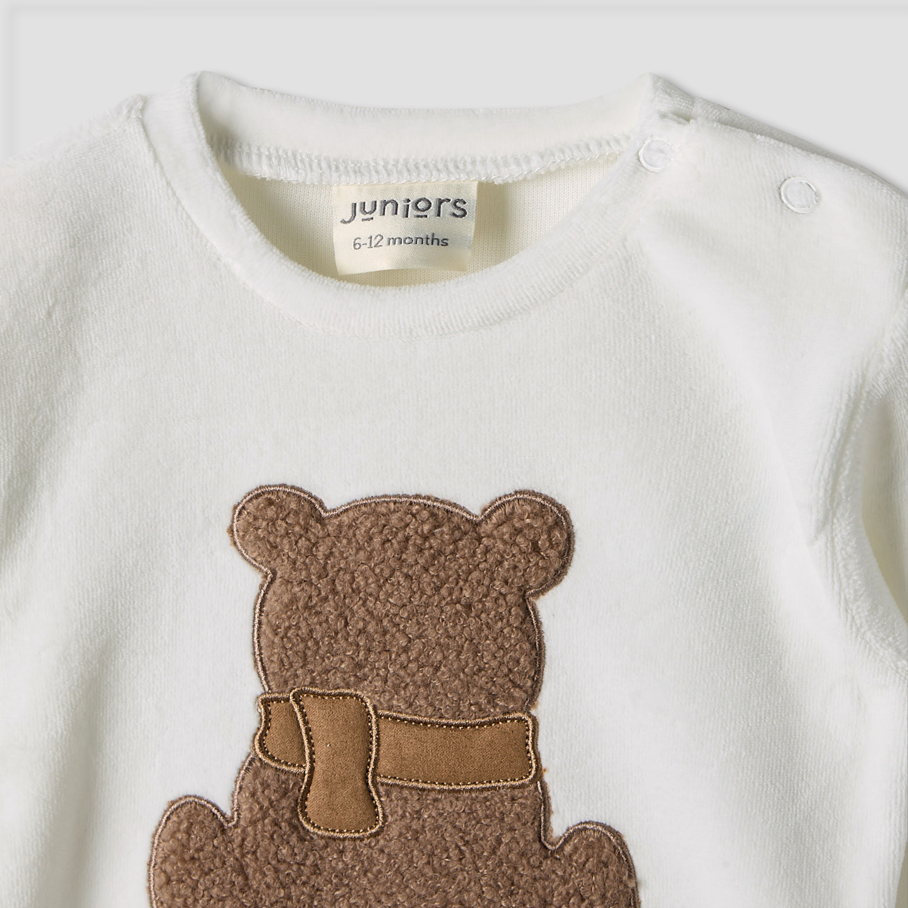 Juniors Bear Applique Long Sleeves Velour Sweatshirt and Pyjama Set-baby-boys-clothing-nightwear-pyjamasets-image-4