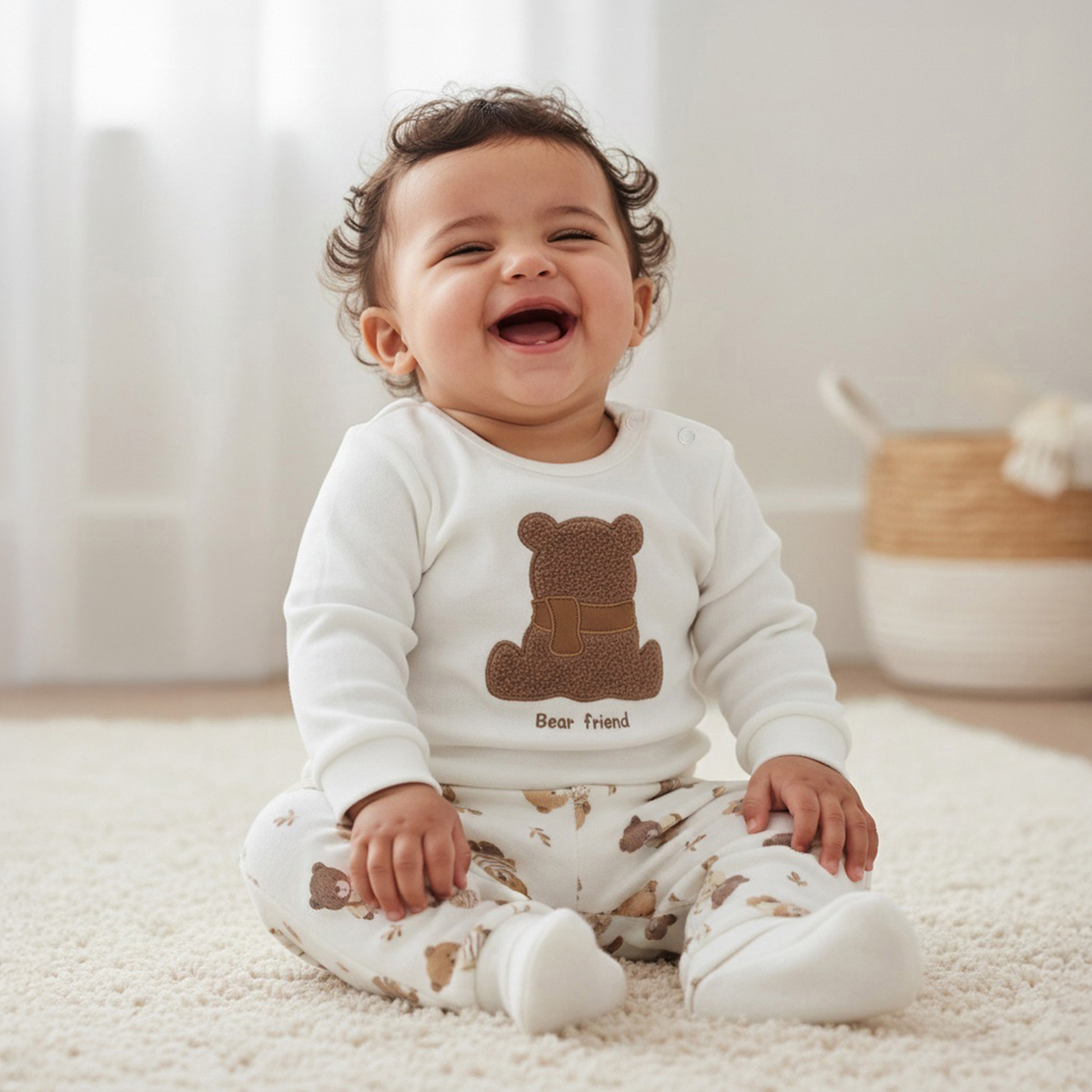 Juniors Bear Applique Long Sleeves Velour Sweatshirt and Pyjama Set-baby-boys-clothing-nightwear-pyjamasets-image-9
