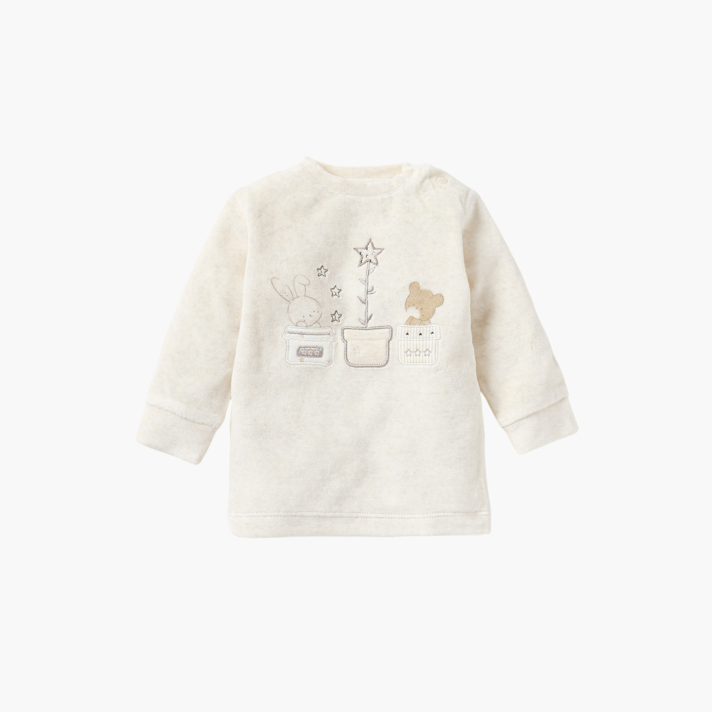 Giggles Embroidered Long Sleeves Velour T-shirt and Pyjama Set-baby-boys-clothing-nightwear-pyjamasets-image-2