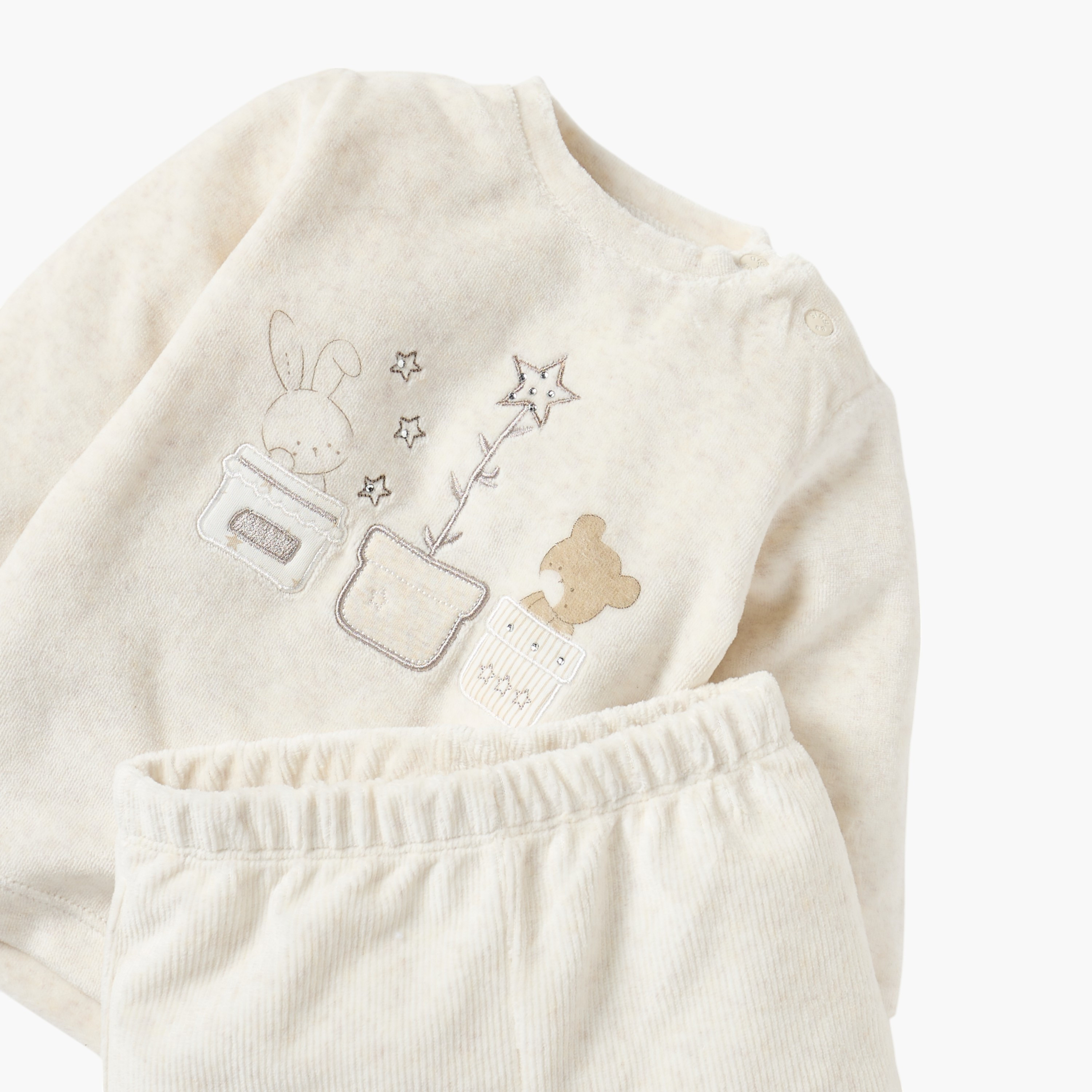 Giggles Embroidered Long Sleeves Velour T-shirt and Pyjama Set-baby-boys-clothing-nightwear-pyjamasets-image-4