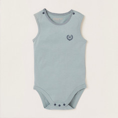 Giggles Solid Sleeveless Bodysuit with Press Button Closure