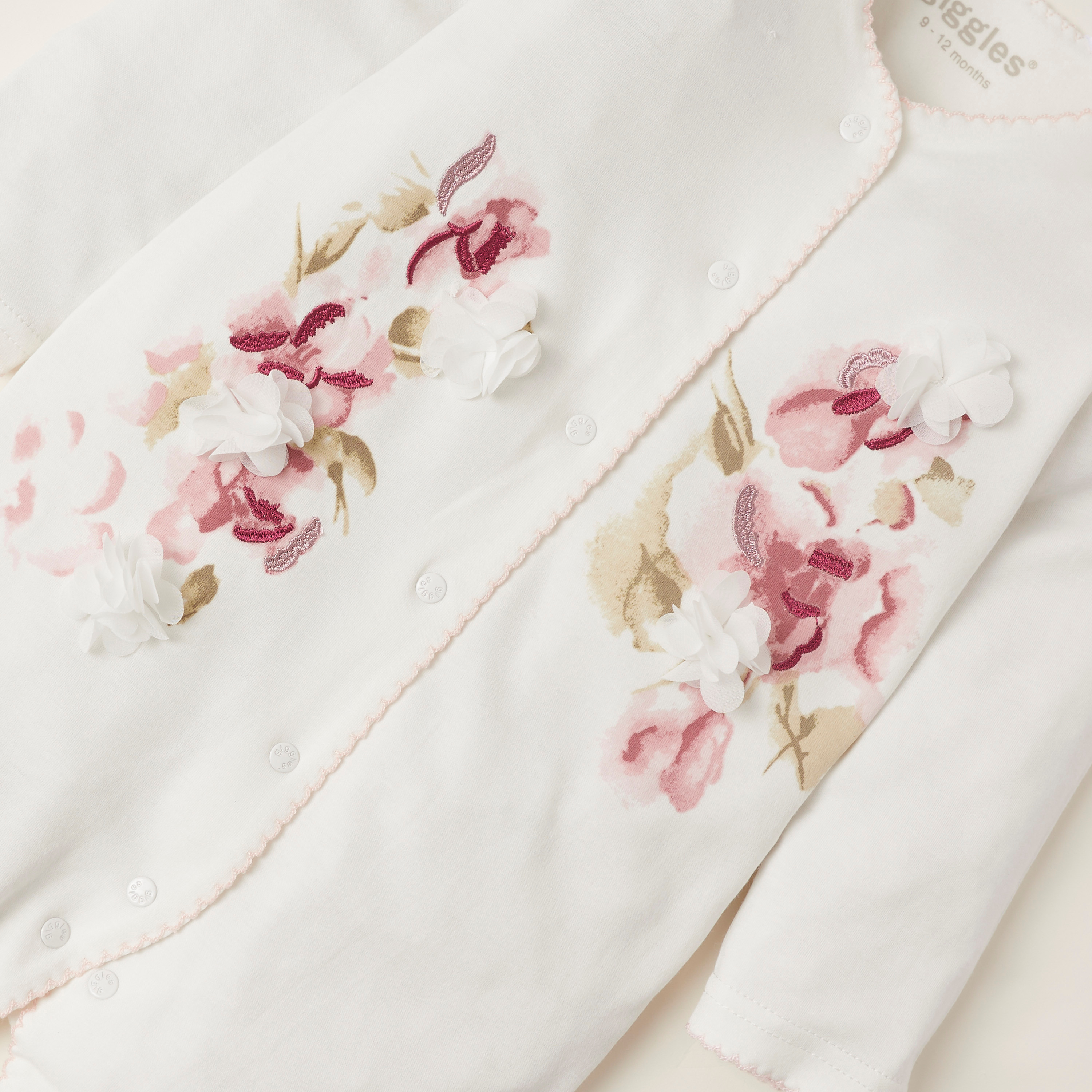 Giggles V-neck Floral Print Sleepsuit with Appliques-baby-girls-clothing-nightwear-sleepsuits-image-2