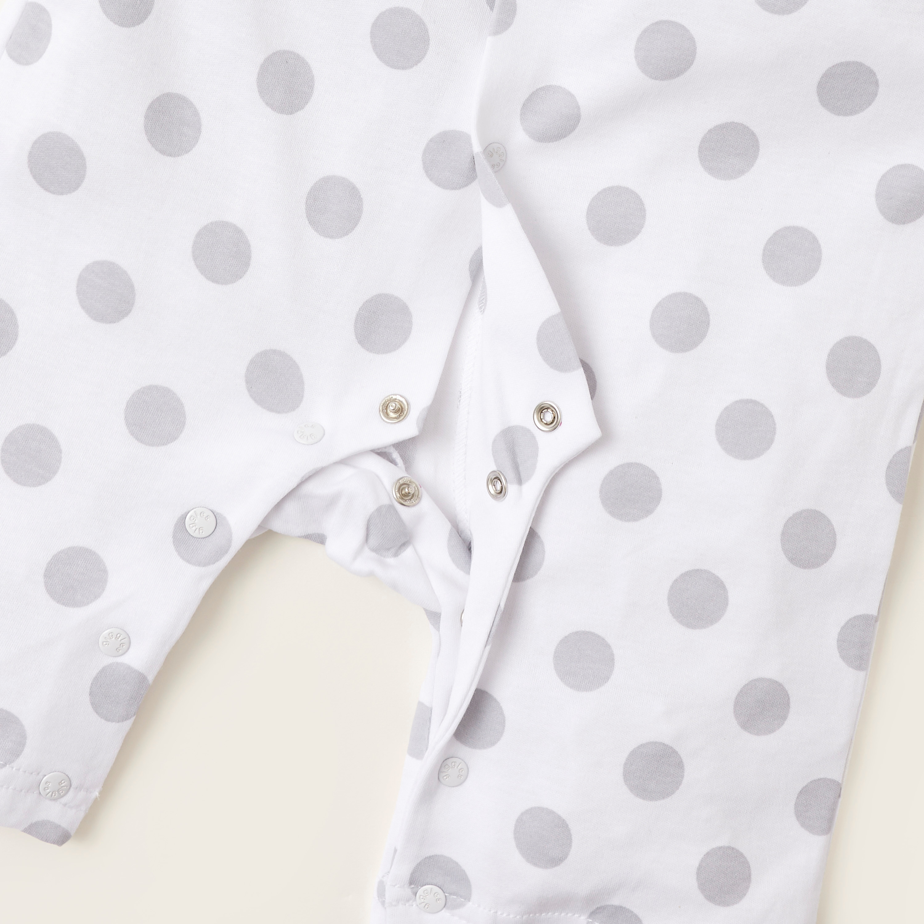 Giggles Polka Dot Print Romper with Short Sleeves and Bow Applique-baby-girls-clothing-rompers-image-3