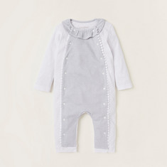 Giggles Printed Sleepsuit with Lace Detail and Snap Button Closure