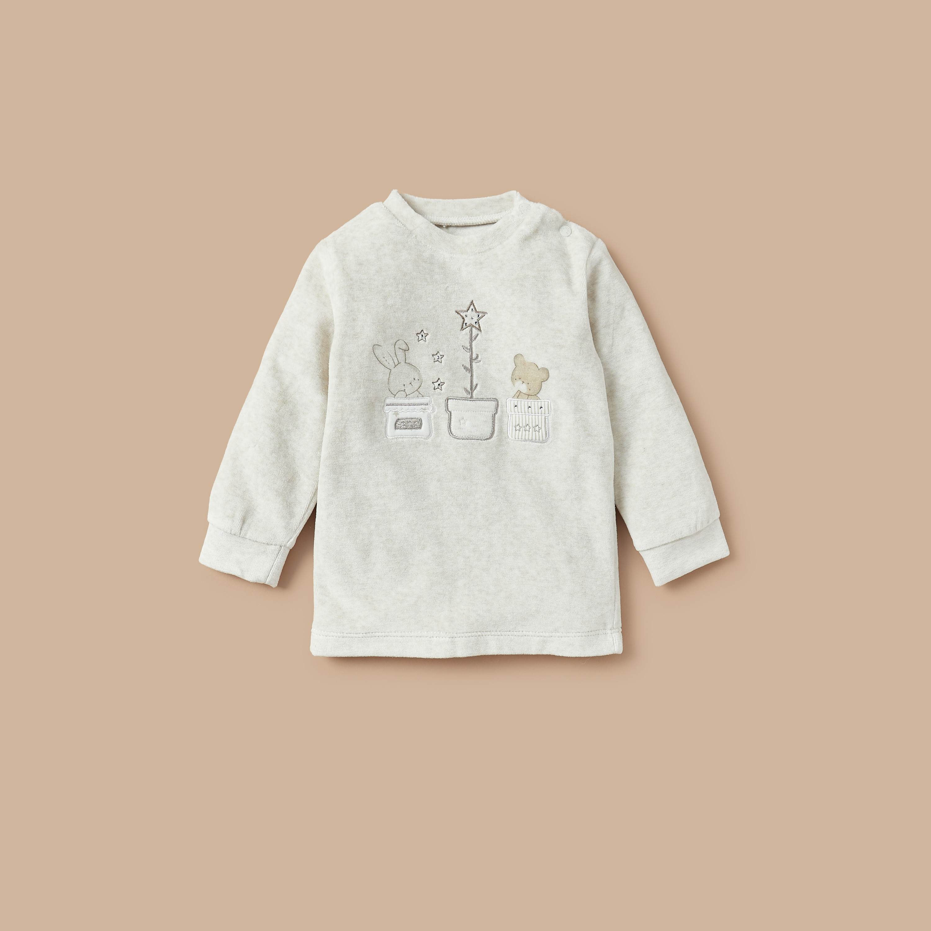 Giggles Bunny Applique T-shirt and Pyjama Set-baby-girls-clothing-nightwear-pyjamasets-image-2