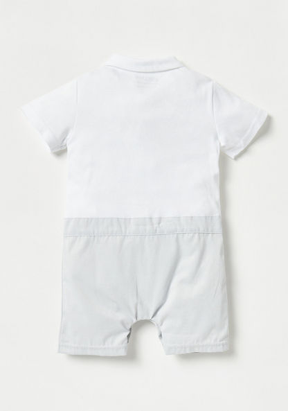 Giggles Solid Collared Rompers with Bow Accent and Short Sleeves-Rompers%2C Dungarees and Jumpsuits-image-3