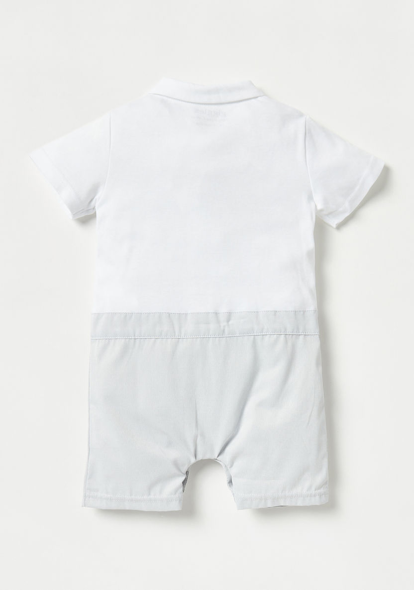 Giggles Solid Collared Rompers with Bow Accent and Short Sleeves-Rompers, Dungarees & Jumpsuits-image-3