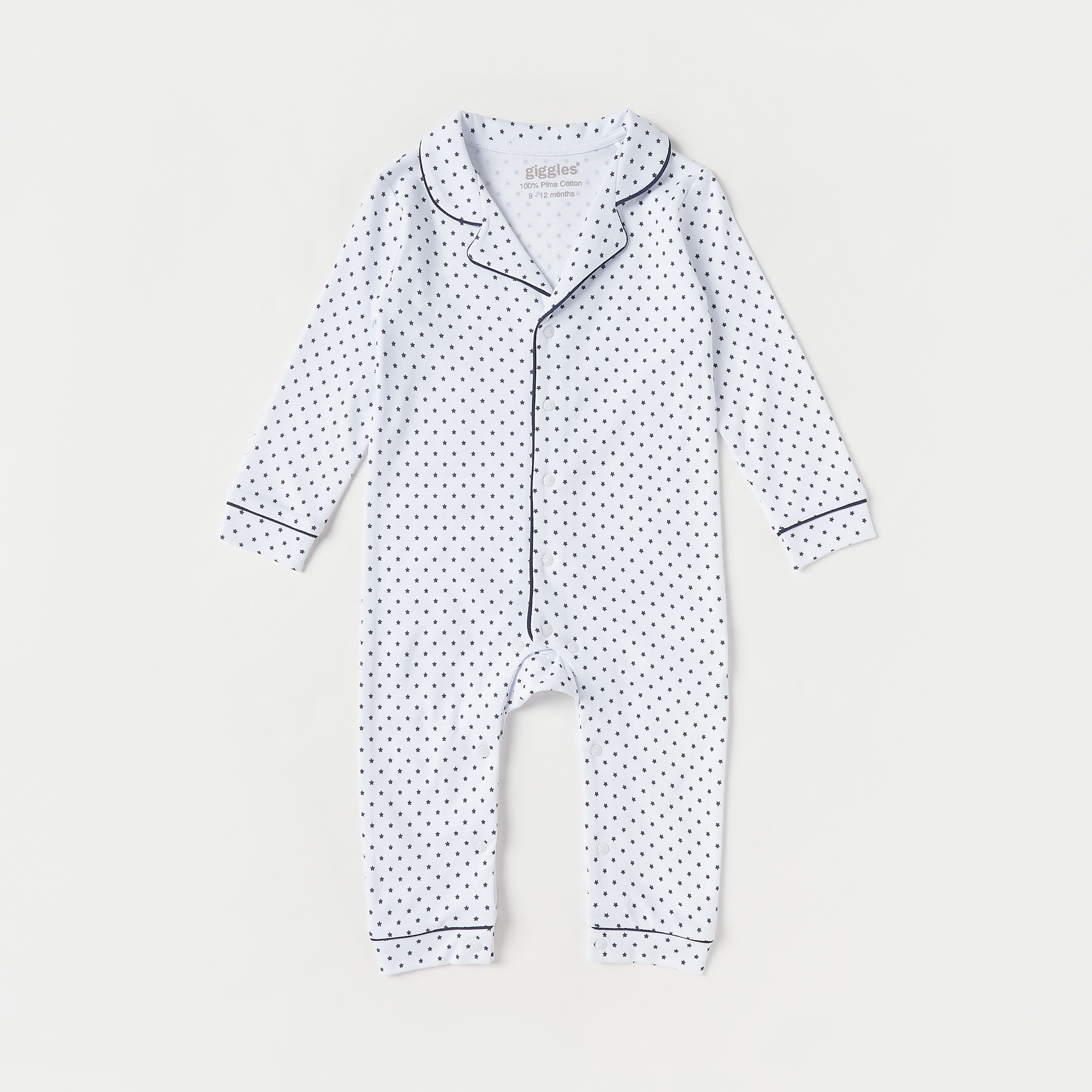 Giggles All-Over Star Print Sleepsuit with Collar and Long Sleeves-baby-boys-clothing-nightwear-sleepsuits-image-1