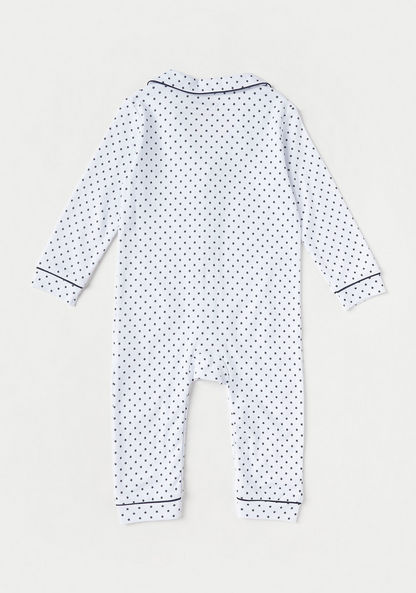 Giggles All-Over Star Print Sleepsuit with Collar and Long Sleeves-Sleepsuits-image-3