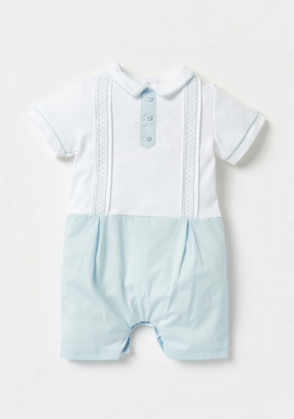 Giggles Textured Rompers with Collar and Short Sleeves