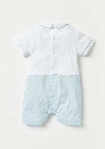 Giggles Textured Rompers with Collar and Short Sleeves