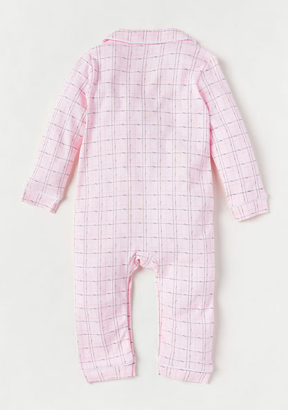 Giggles Checked Sleepsuit with Collar and Button Closure-Sleepsuits-image-3