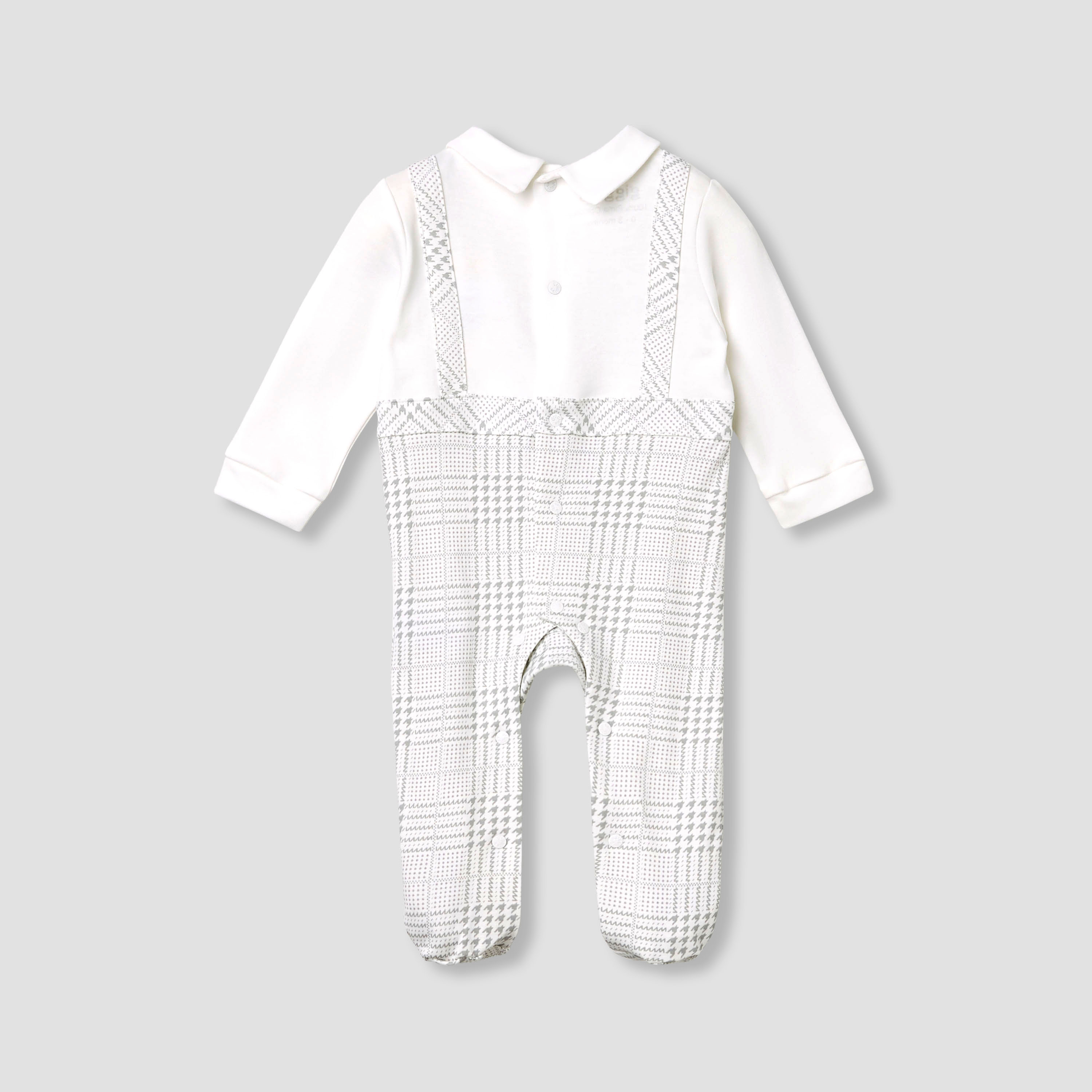 Giggles Panelled Collared Closed Feet Sleepsuit with Long Sleeves-baby-boys-clothing-nightwear-sleepsuits-image-2