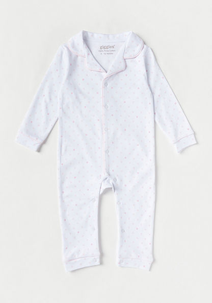 Giggles All-Over Print Sleepsuit with Collar and Long Sleeves-Sleepsuits-image-0