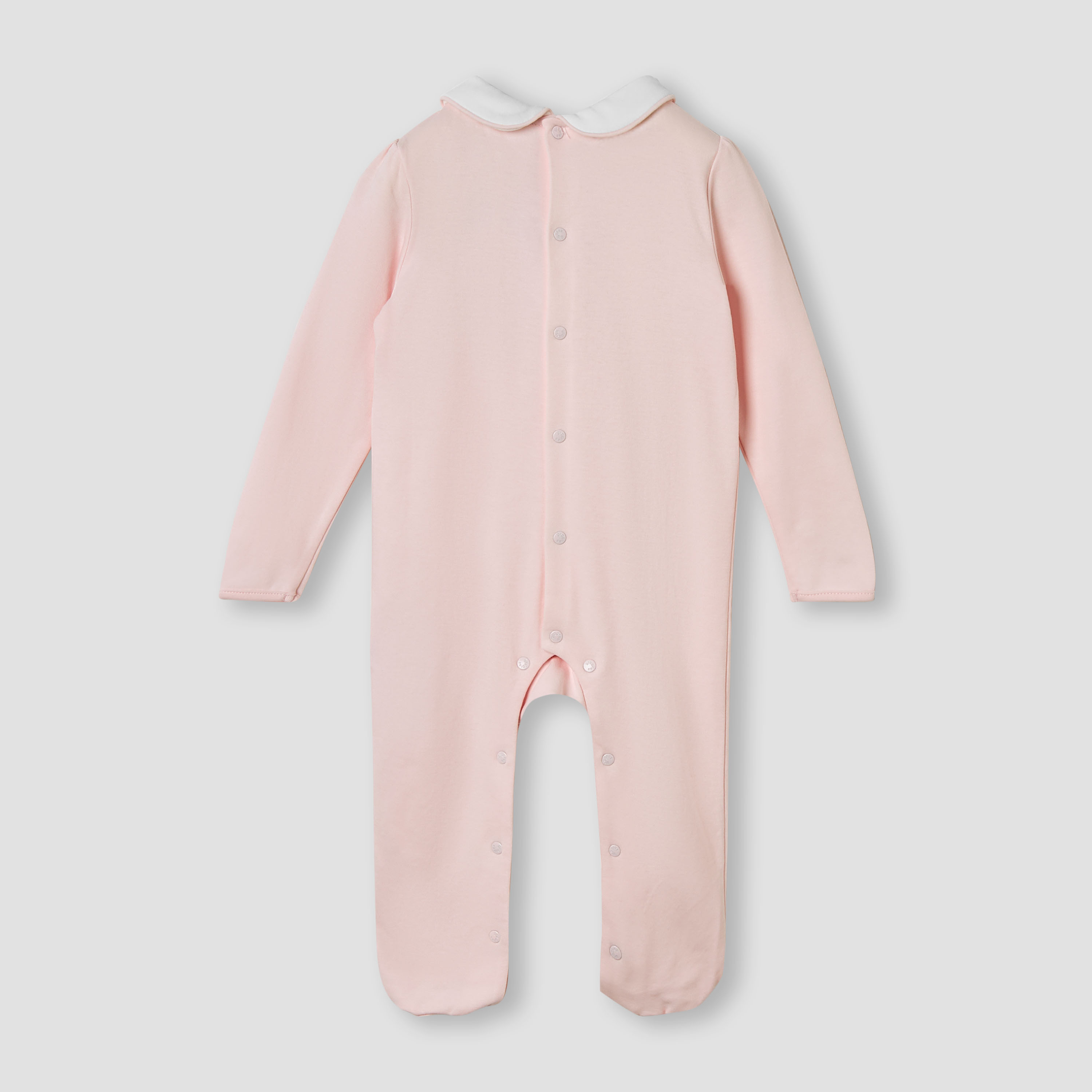 Giggles Embroidered Peter Pan Collar Sleepsuit with Long Sleeves-baby-girls-clothing-nightwear-sleepsuits-image-2
