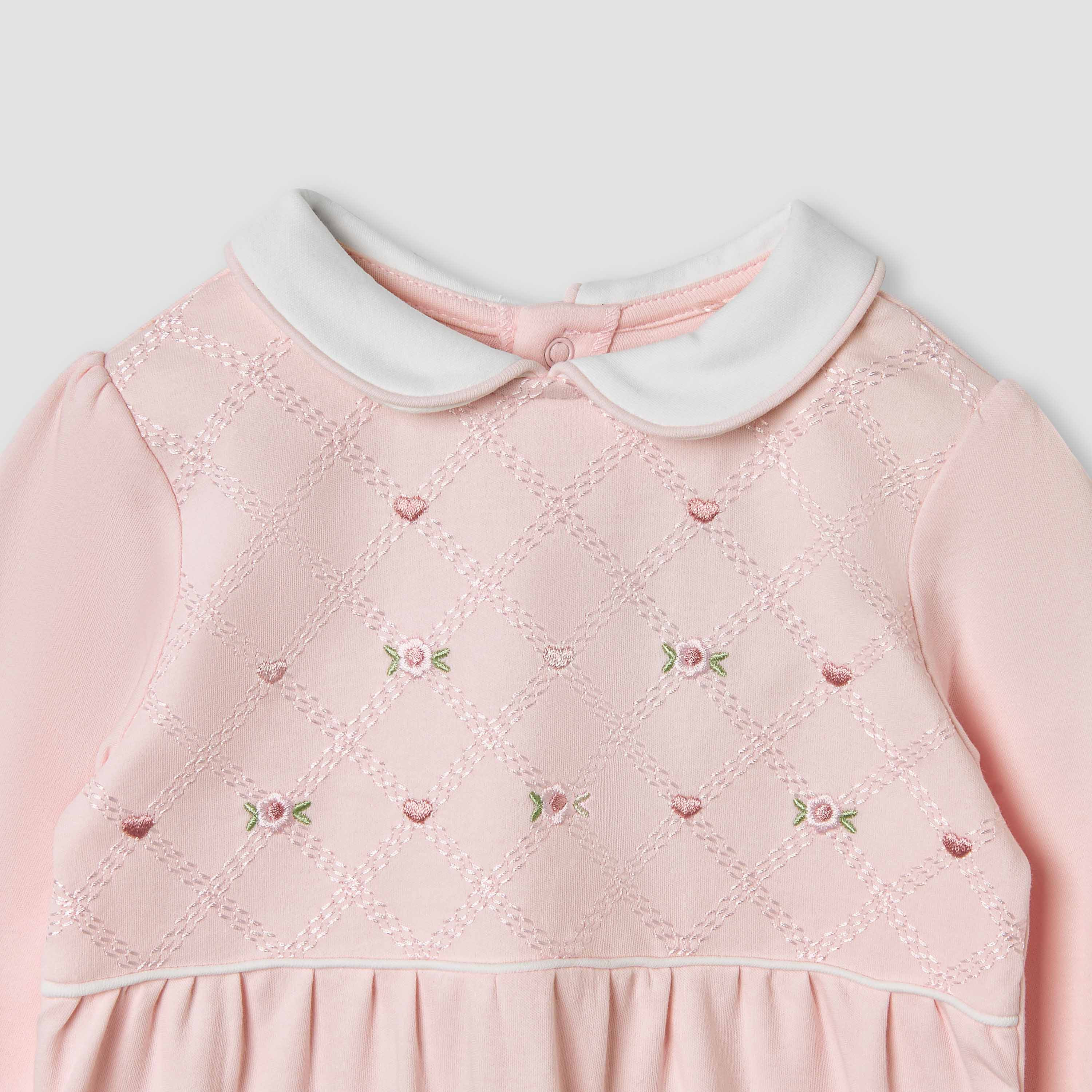 Giggles Embroidered Peter Pan Collar Sleepsuit with Long Sleeves-baby-girls-clothing-nightwear-sleepsuits-image-3