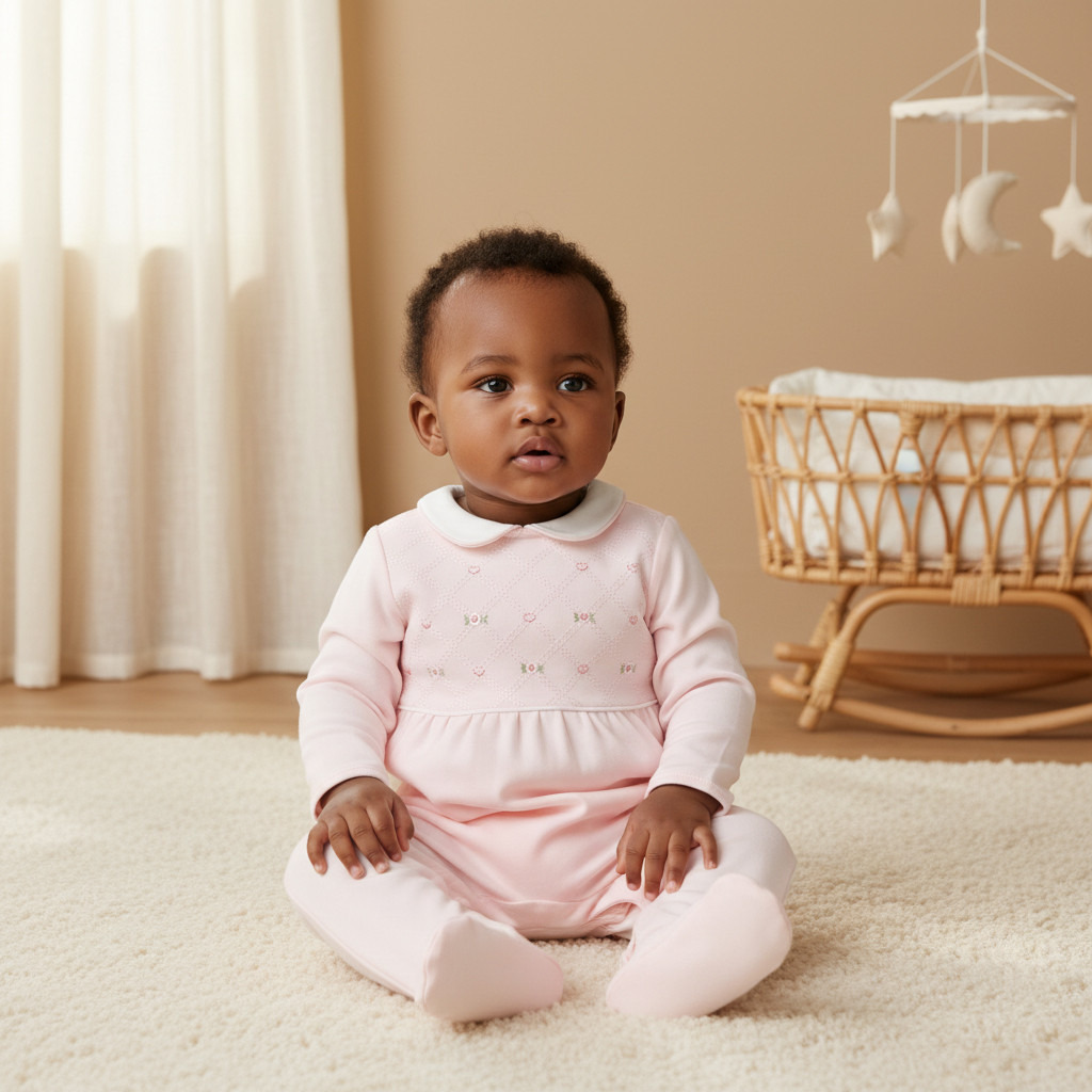 Giggles Embroidered Peter Pan Collar Sleepsuit with Long Sleeves-baby-girls-clothing-nightwear-sleepsuits-image-7