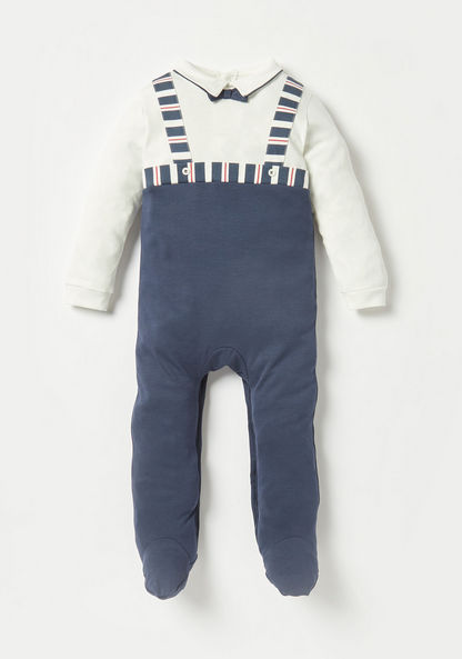 Giggles Printed Sleepsuit with Collar and Long Sleeves