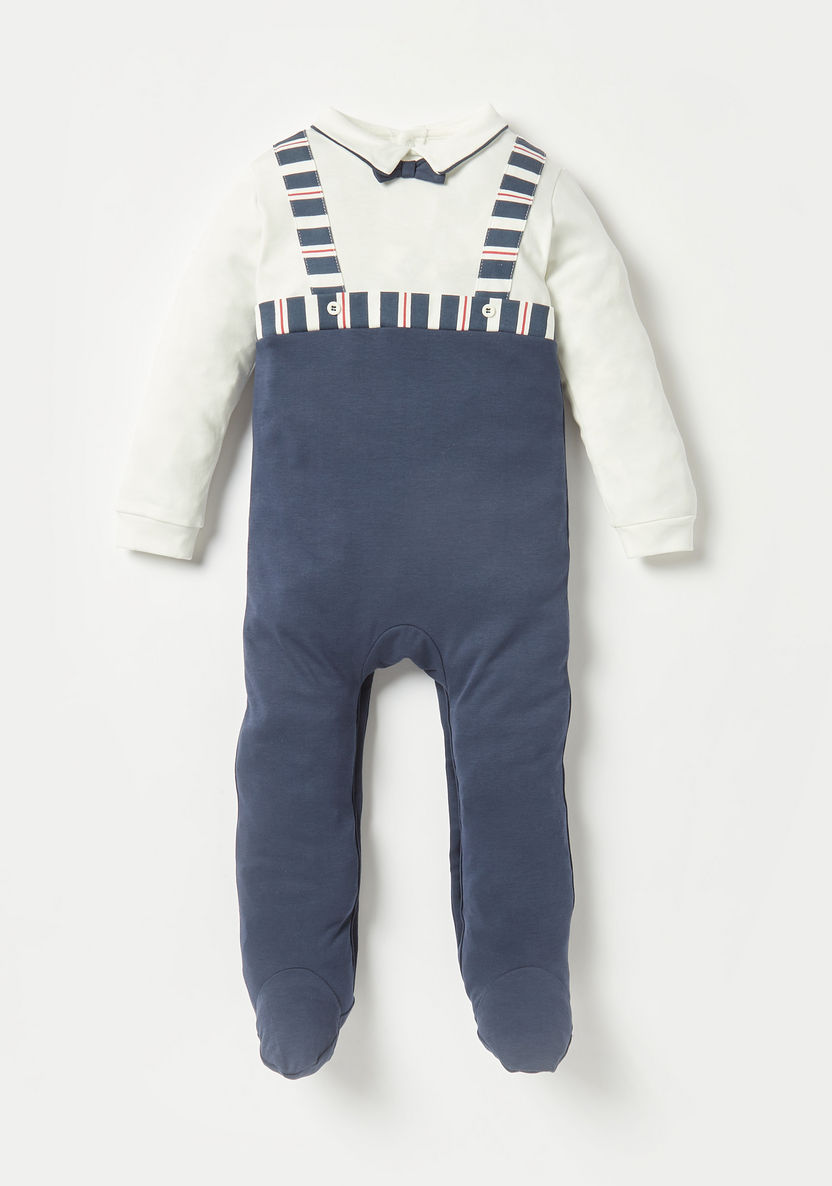 Giggles Printed Sleepsuit with Collar and Long Sleeves-Sleepsuits-image-0