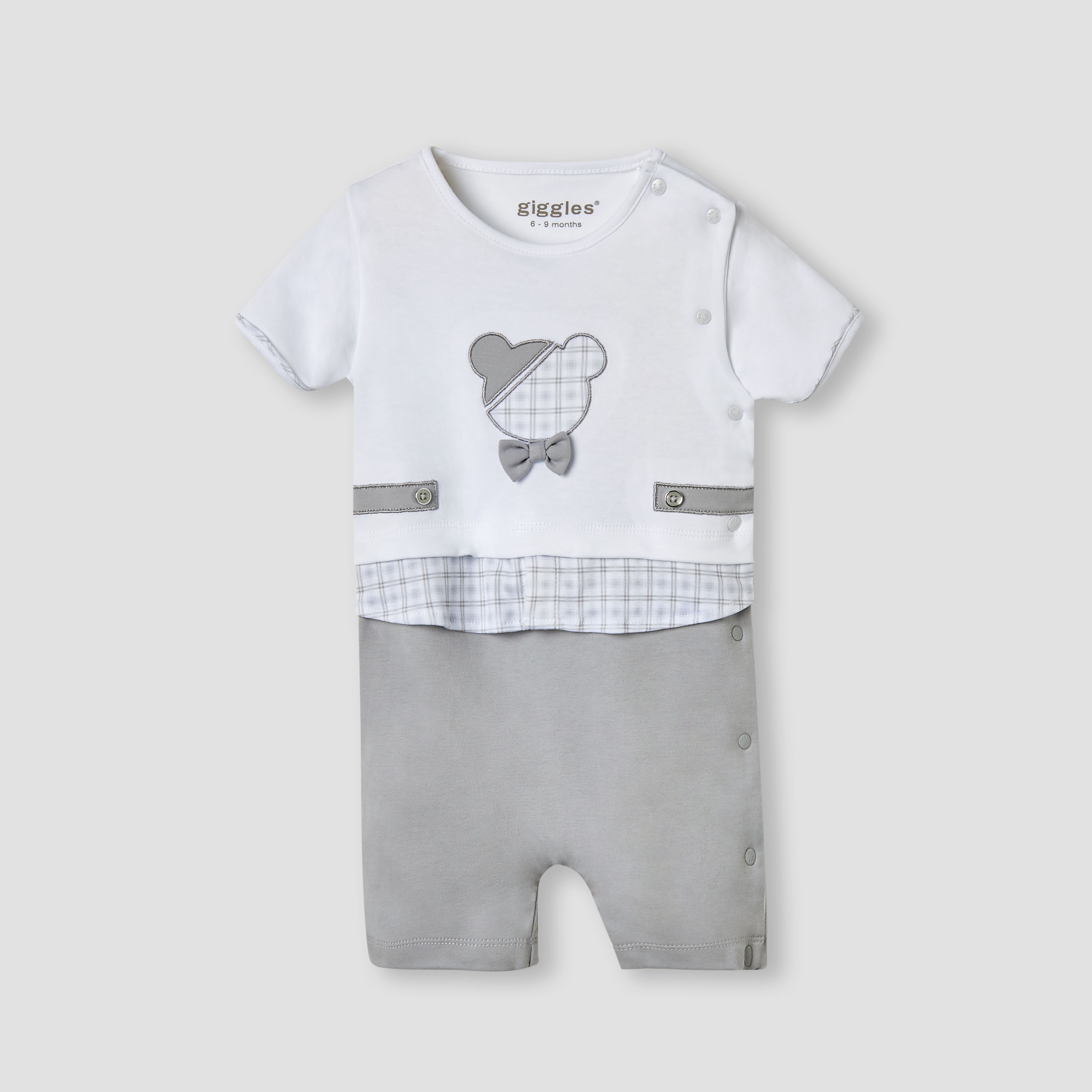 Giggles Bear Applique Romper with Short Sleeves-baby-boys-clothing-rompers-image-1