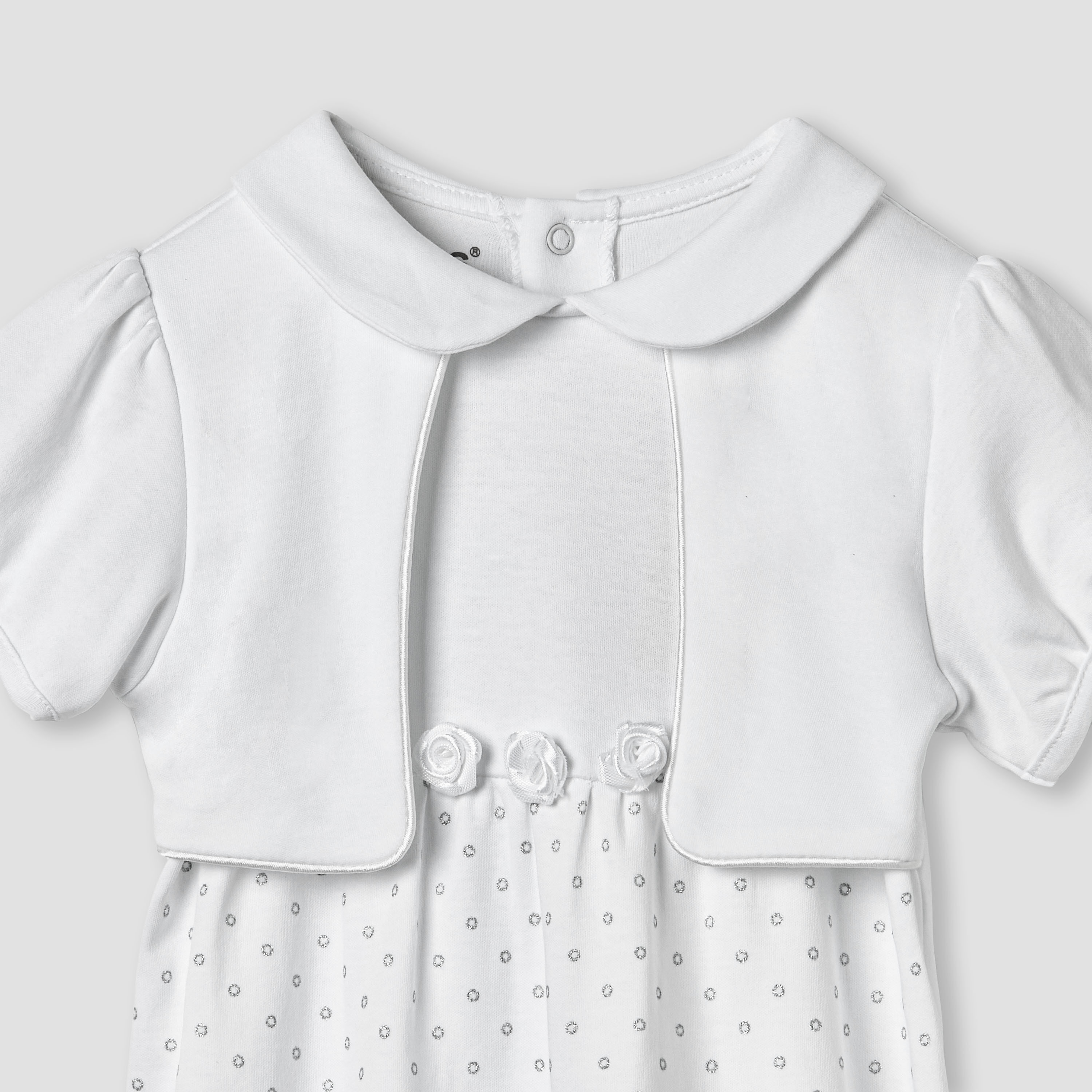 Giggles Printed Romper with Overlay and Short Sleeves-baby-girls-clothing-rompers-image-3