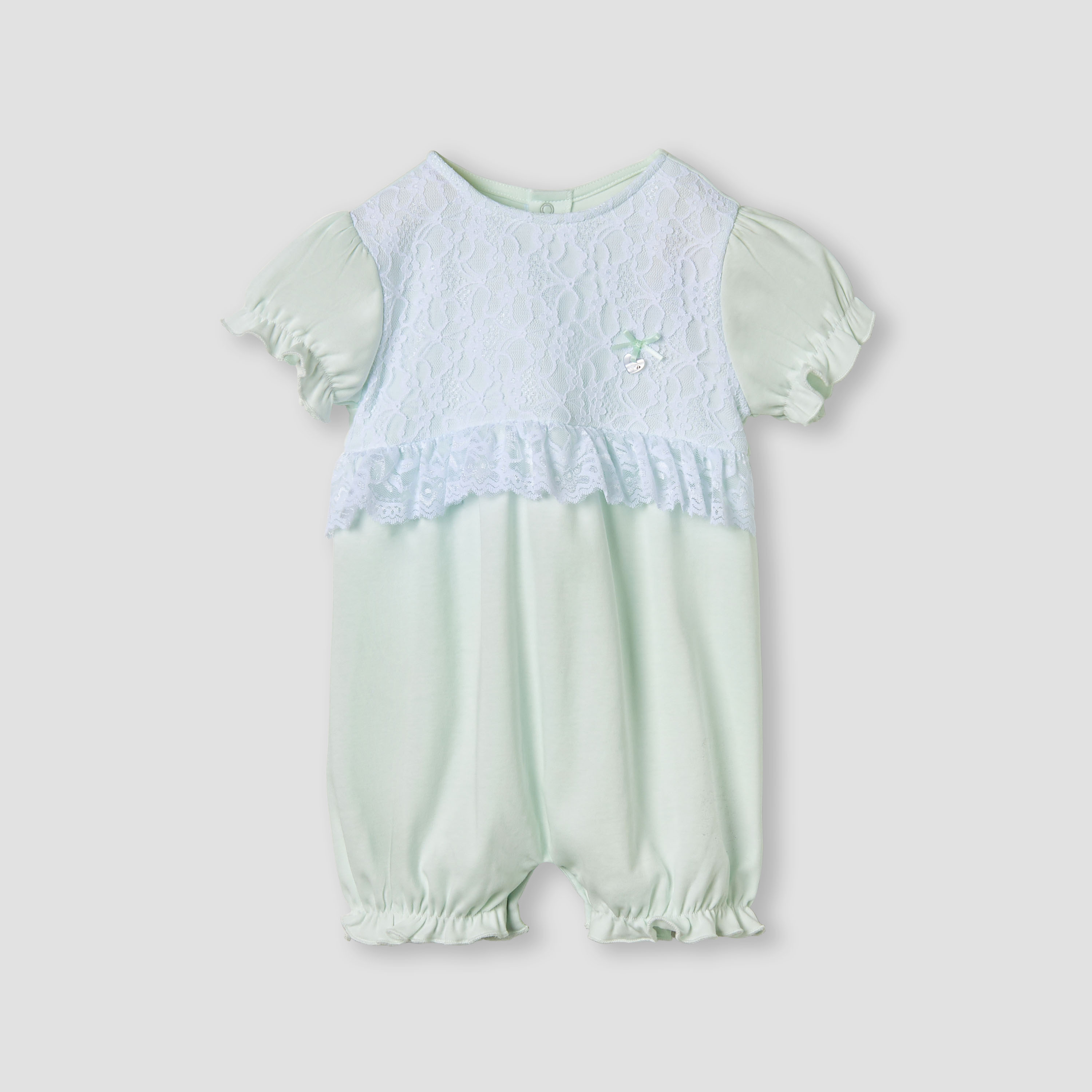 Giggles Floral Lace Romper with Puff Sleeves-baby-girls-clothing-rompers-image-1